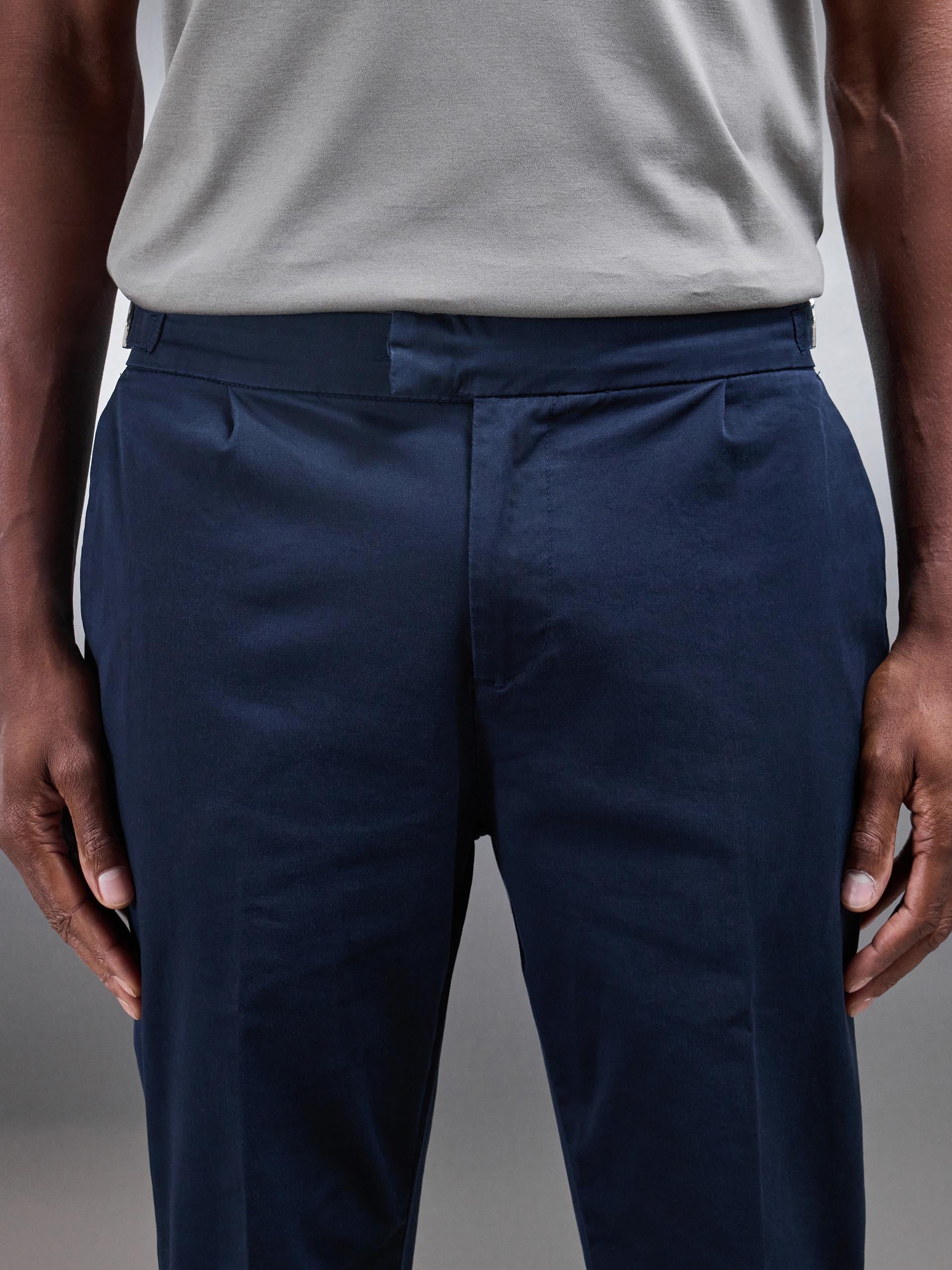 Tailored Side Adjuster Chino Trouser in Navy - Image 4