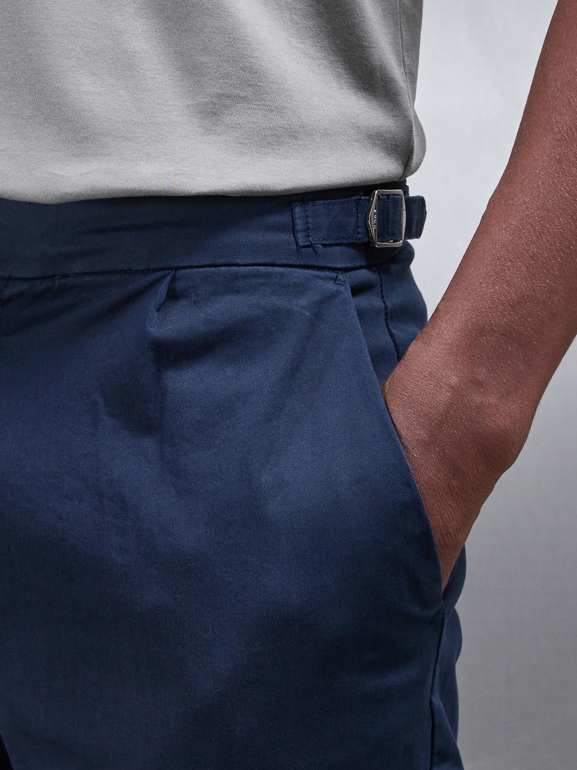 Tailored Side Adjuster Chino Trouser in Navy - Image 5