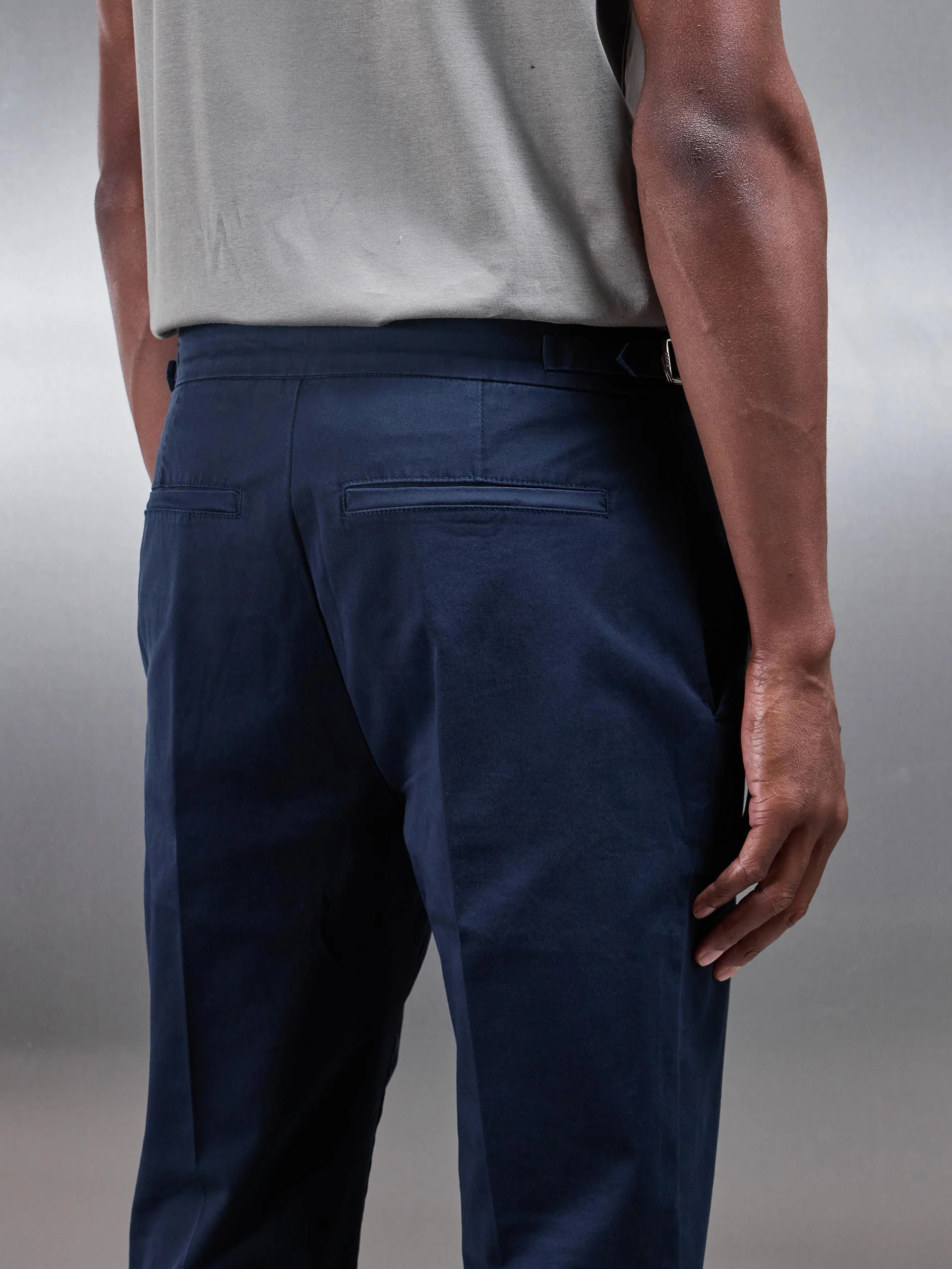 Tailored Side Adjuster Chino Trouser in Navy - Image 6