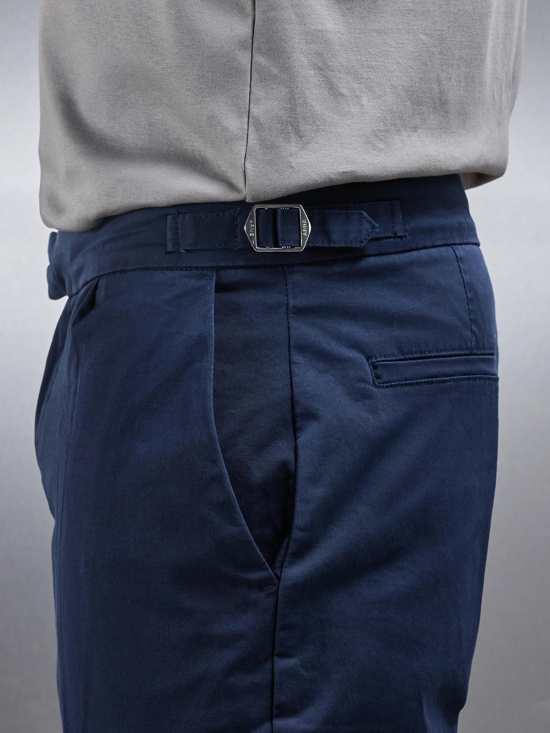 Tailored Side Adjuster Chino Trouser in Navy - Image 7