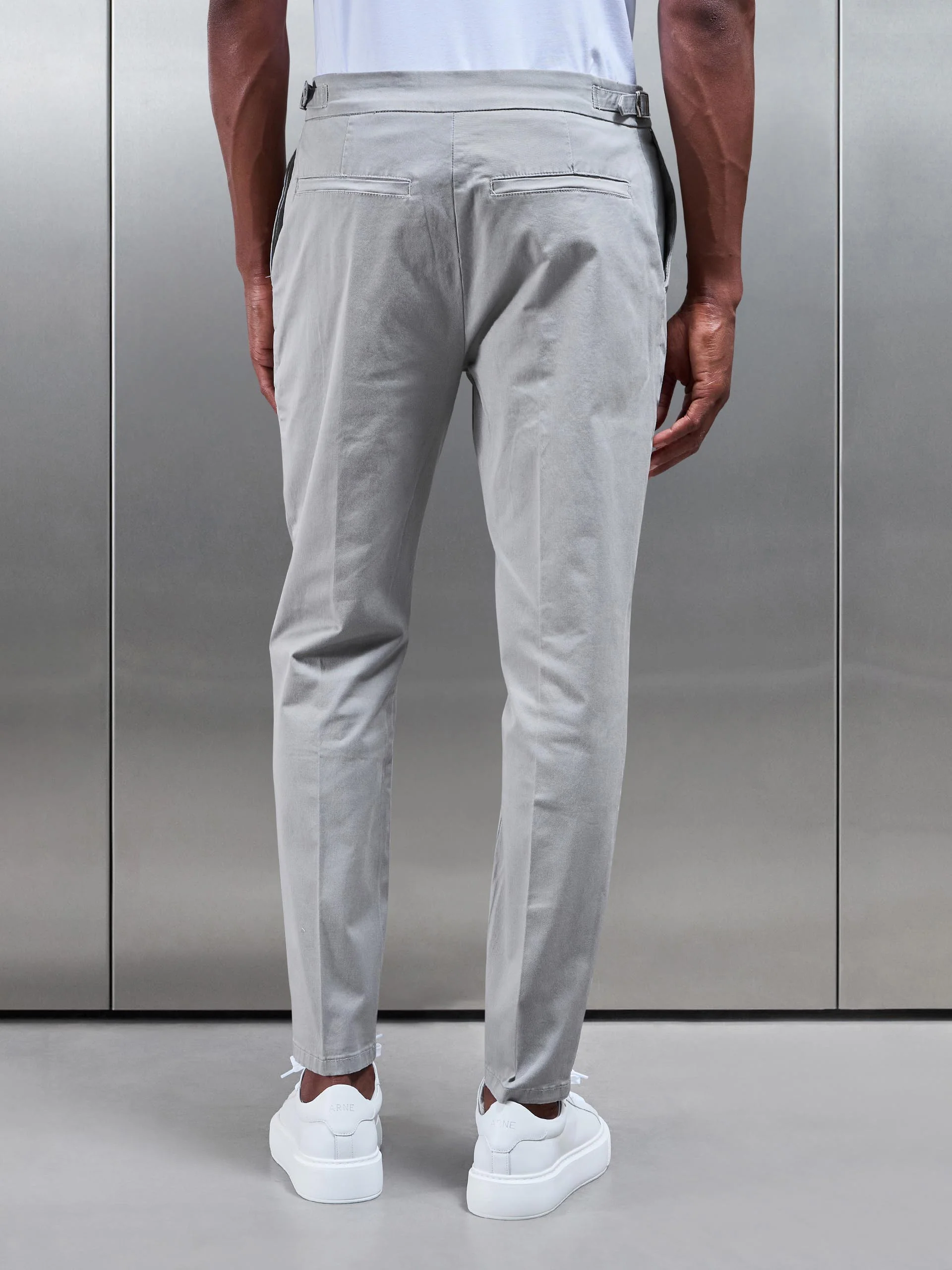 Tailored Side Adjuster Chino Trouser in Stone - Image 3