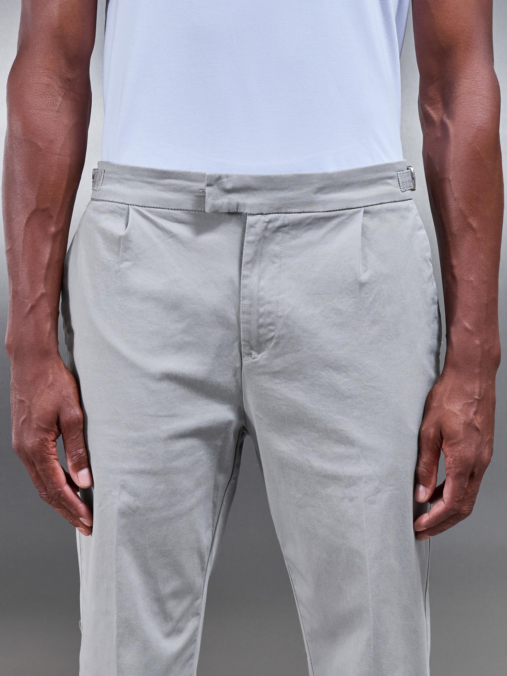 Tailored Side Adjuster Chino Trouser in Stone - Image 4