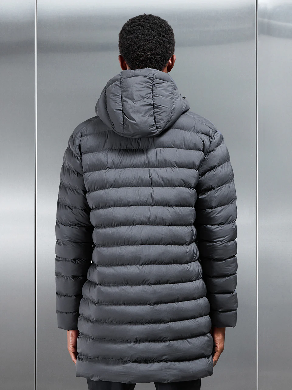 Technical Mid Length Puffer Jacket in Grey - Image 3