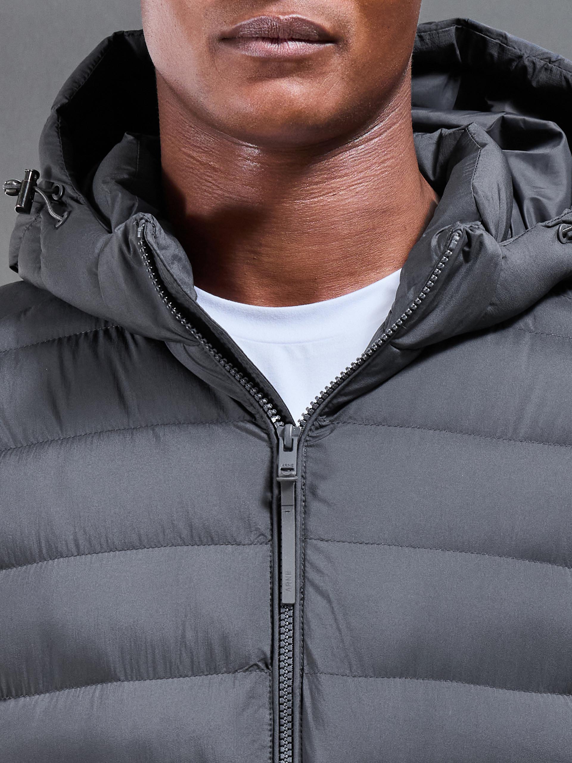 Technical Mid Length Puffer Jacket in Grey - Image 5