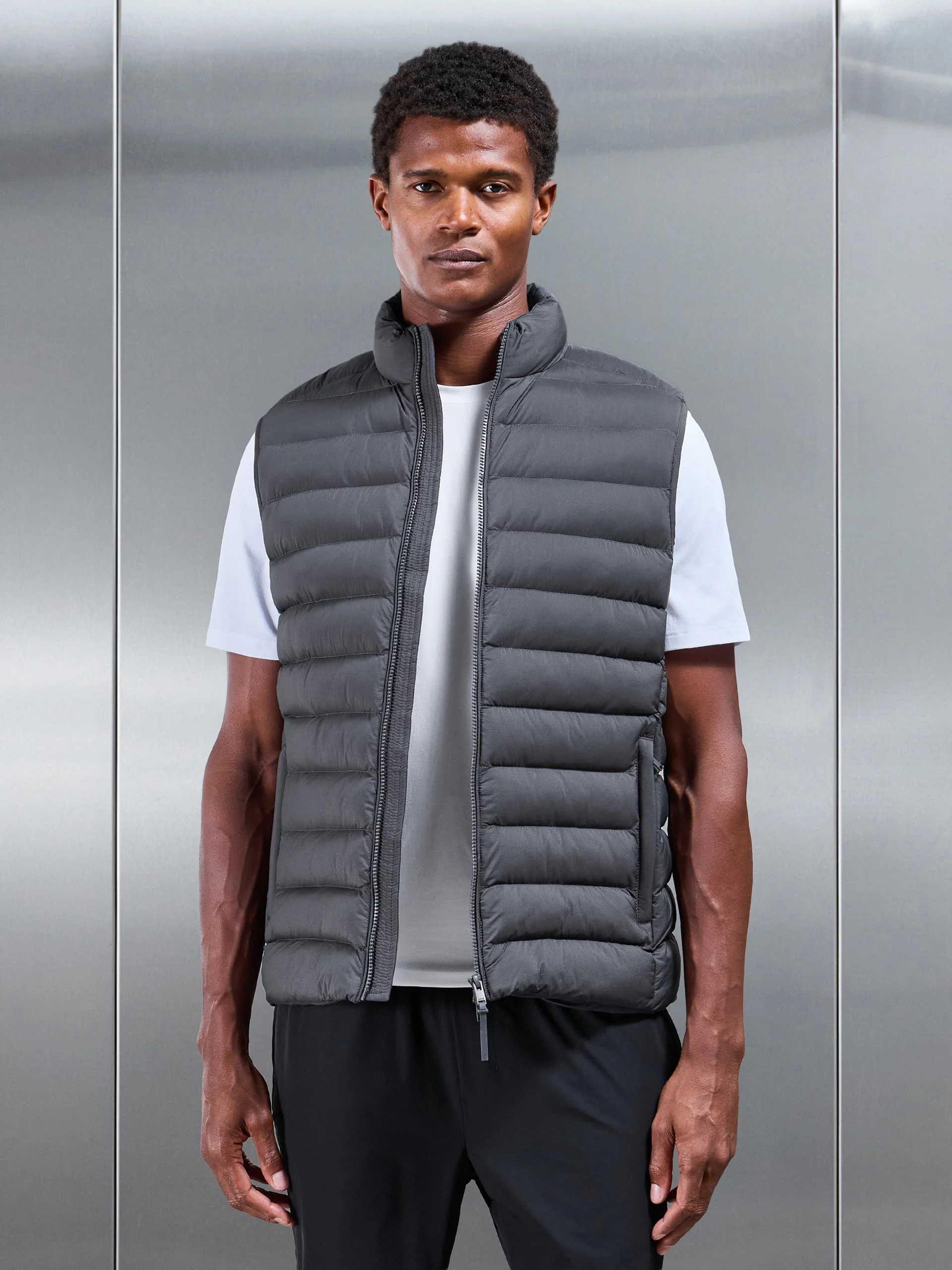 Technical Puffer Gilet in Grey - Image 6
