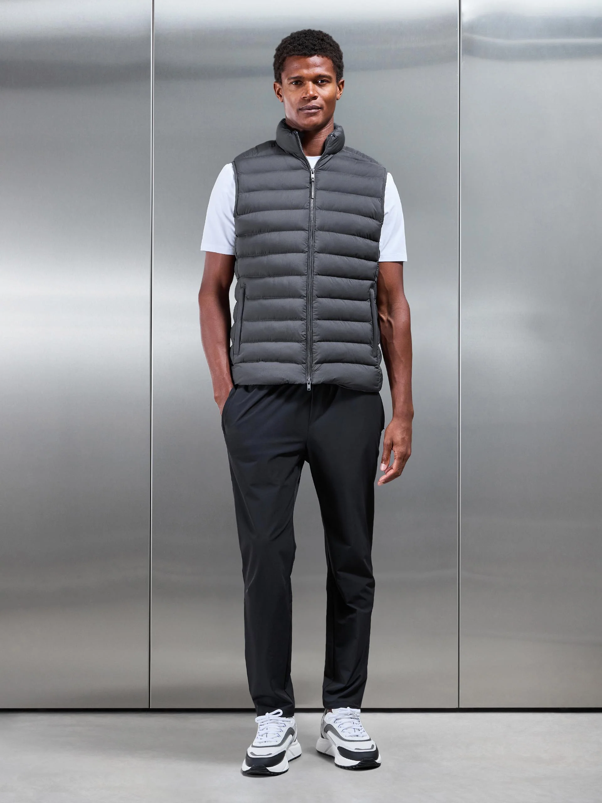 Technical Puffer Gilet in Grey - Image 7