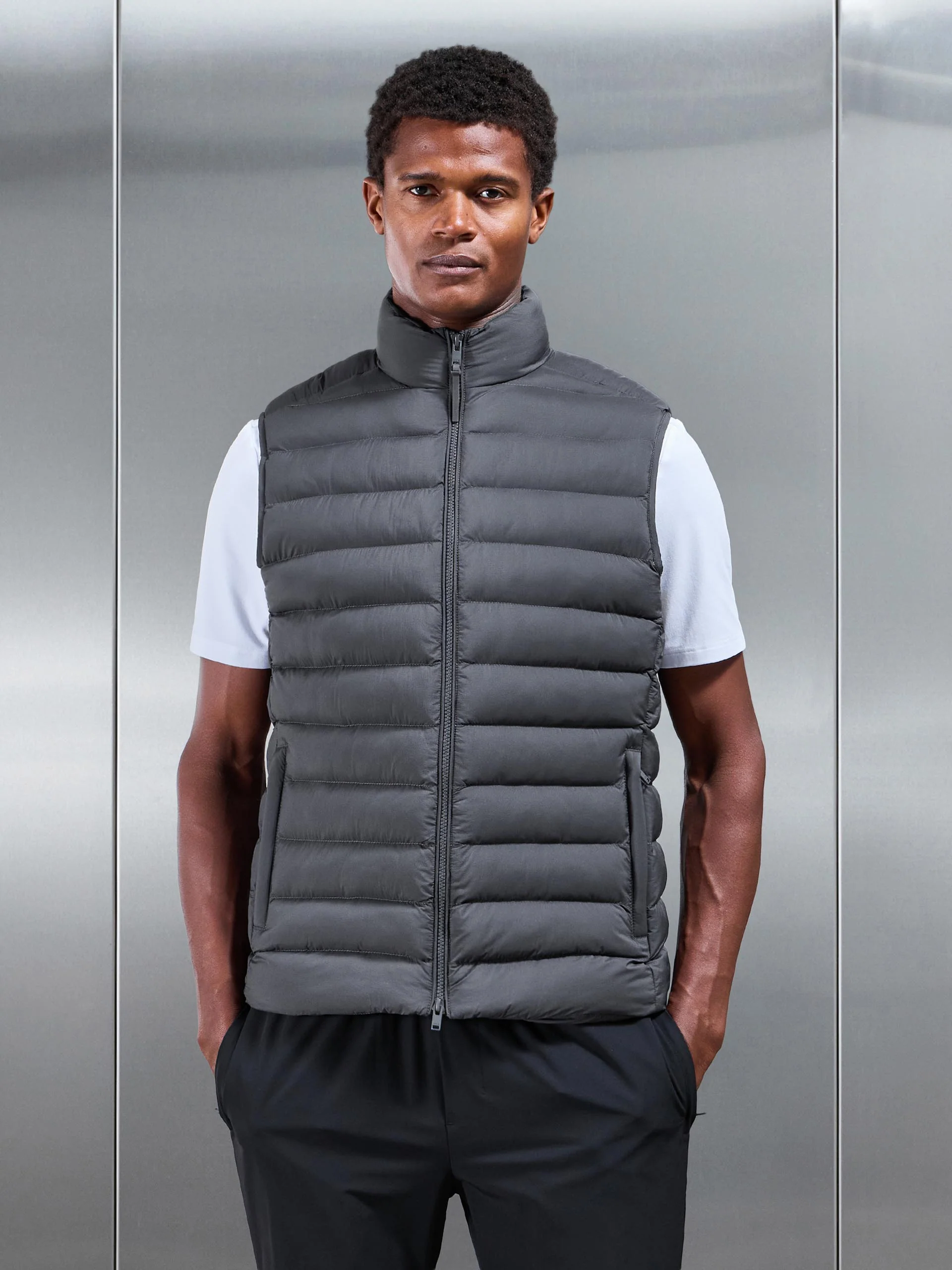 Technical Puffer Gilet in Grey - Image 8