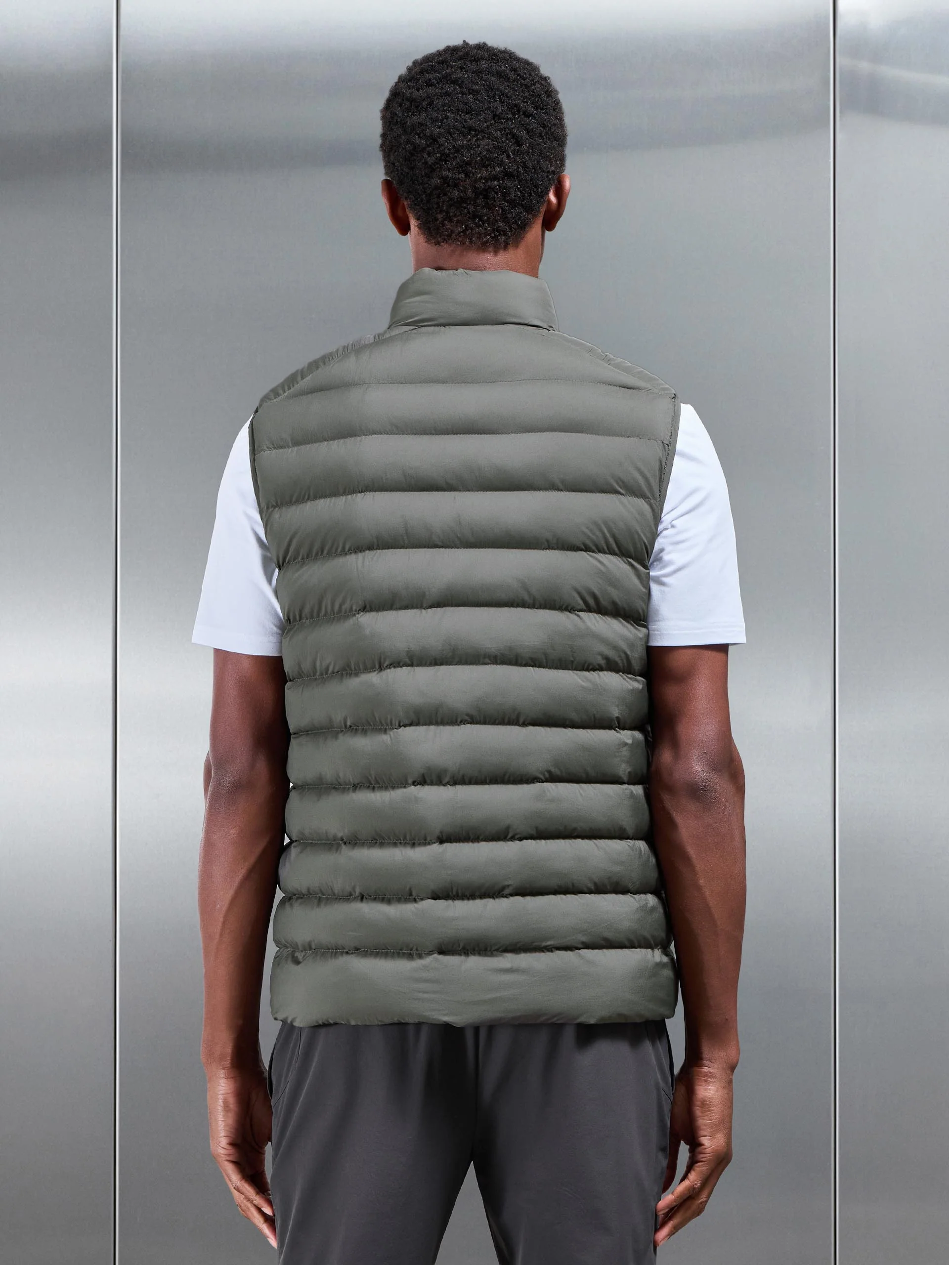 Technical Puffer Gilet in Olive - Image 3