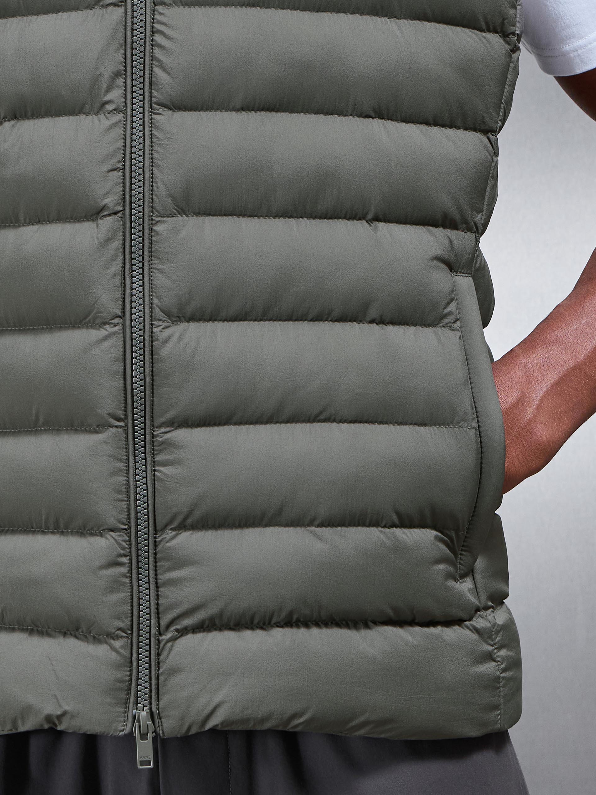 Technical Puffer Gilet in Olive - Image 5