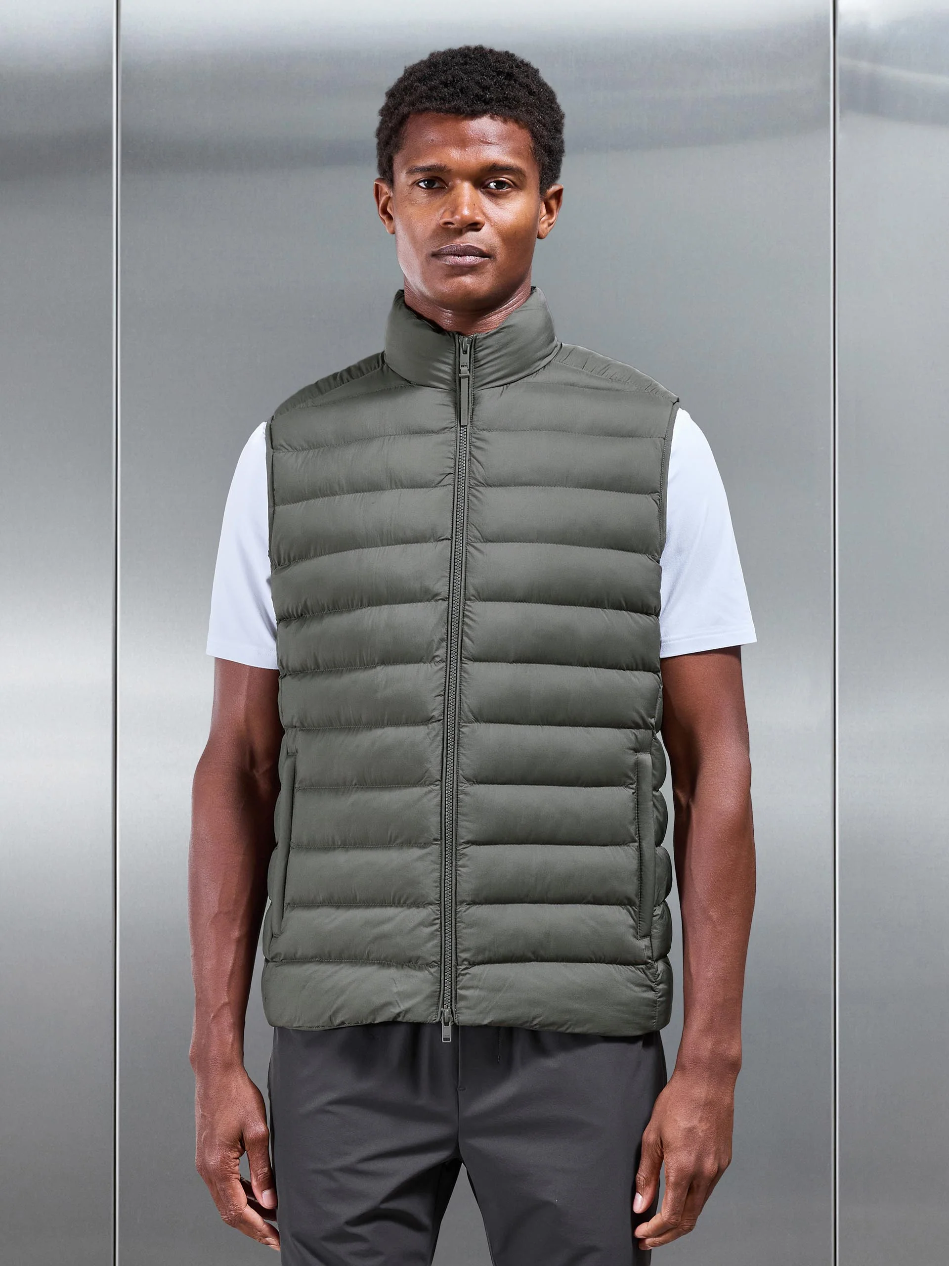 Technical Puffer Gilet in Olive - Image 6