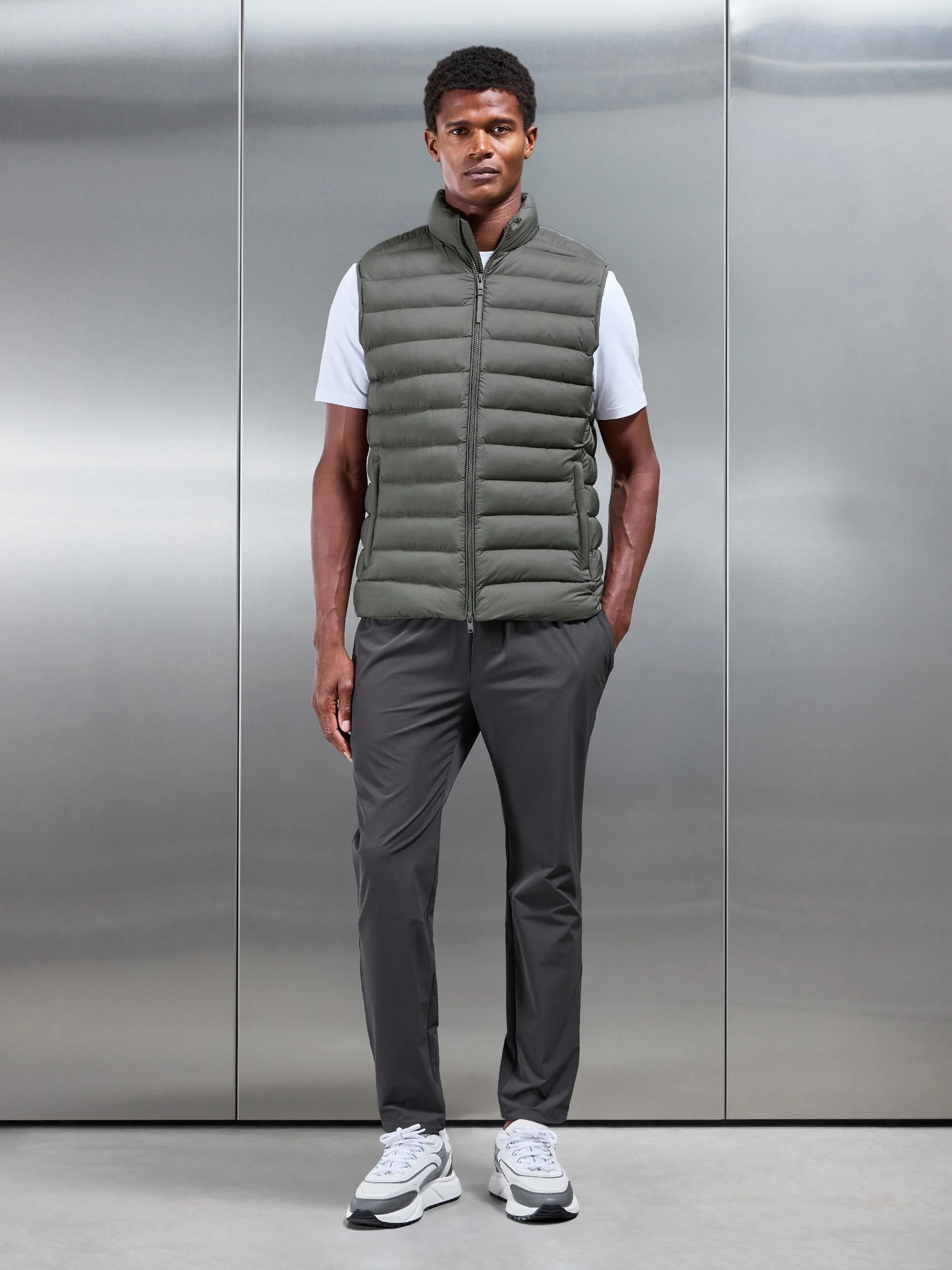 Technical Puffer Gilet in Olive - Image 7