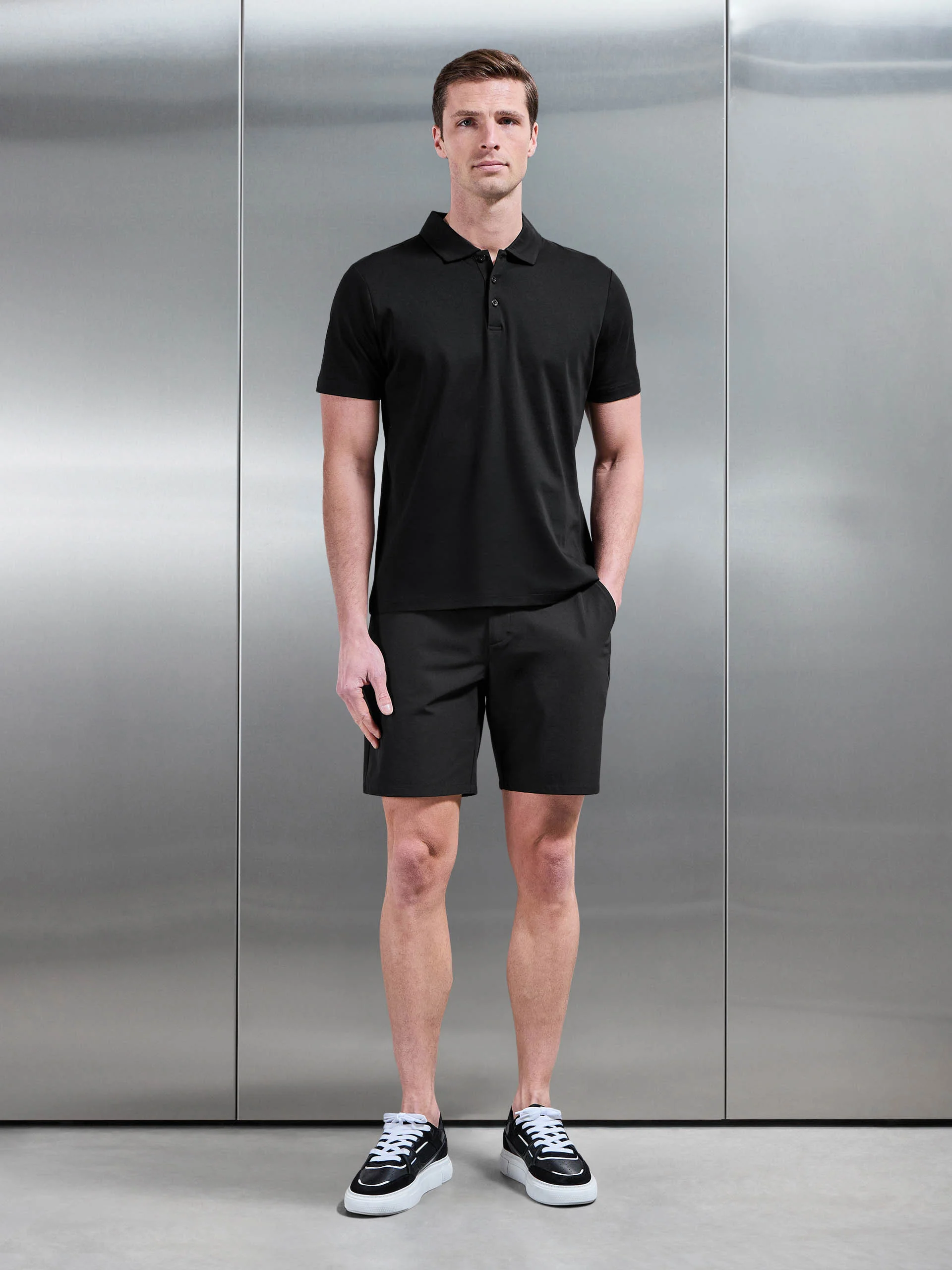 Technical Stretch Chino Short in Black - Image 2