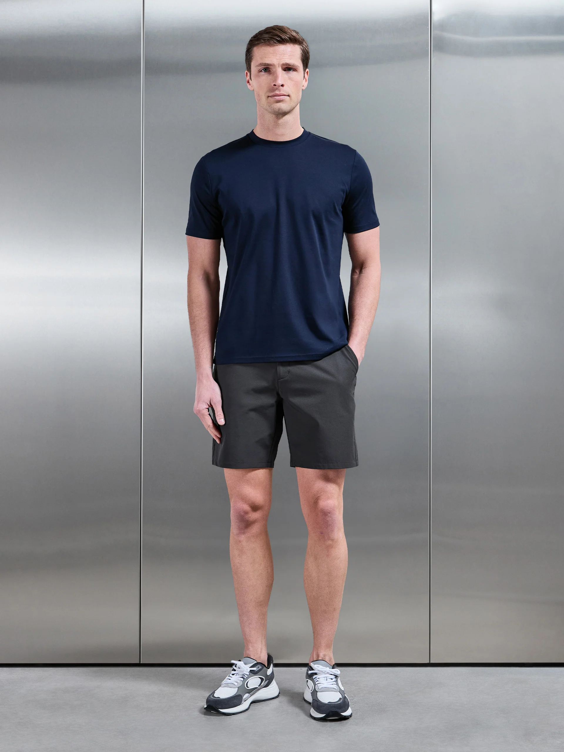 Technical Stretch Chino Short in Grey - Image 2