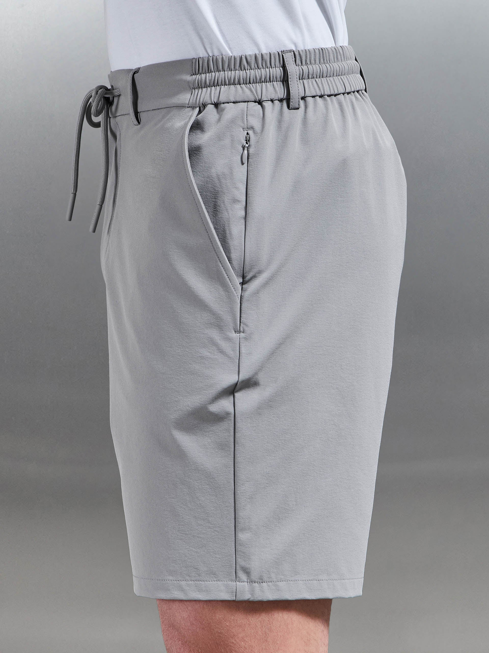Technical Stretch Chino Short in Mid Grey - Image 6