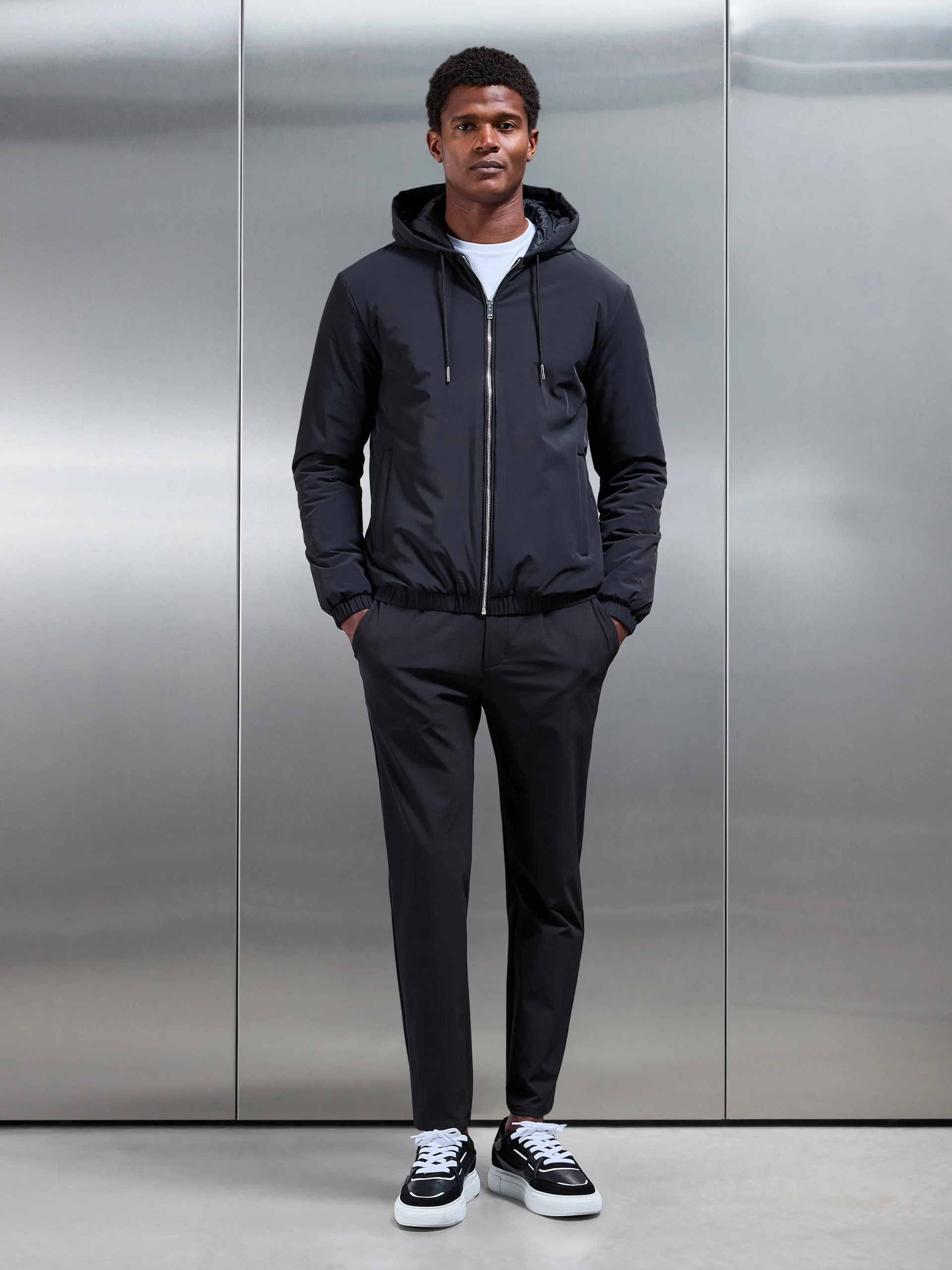 Technical Stretch Chino Trouser in Black - Image 2