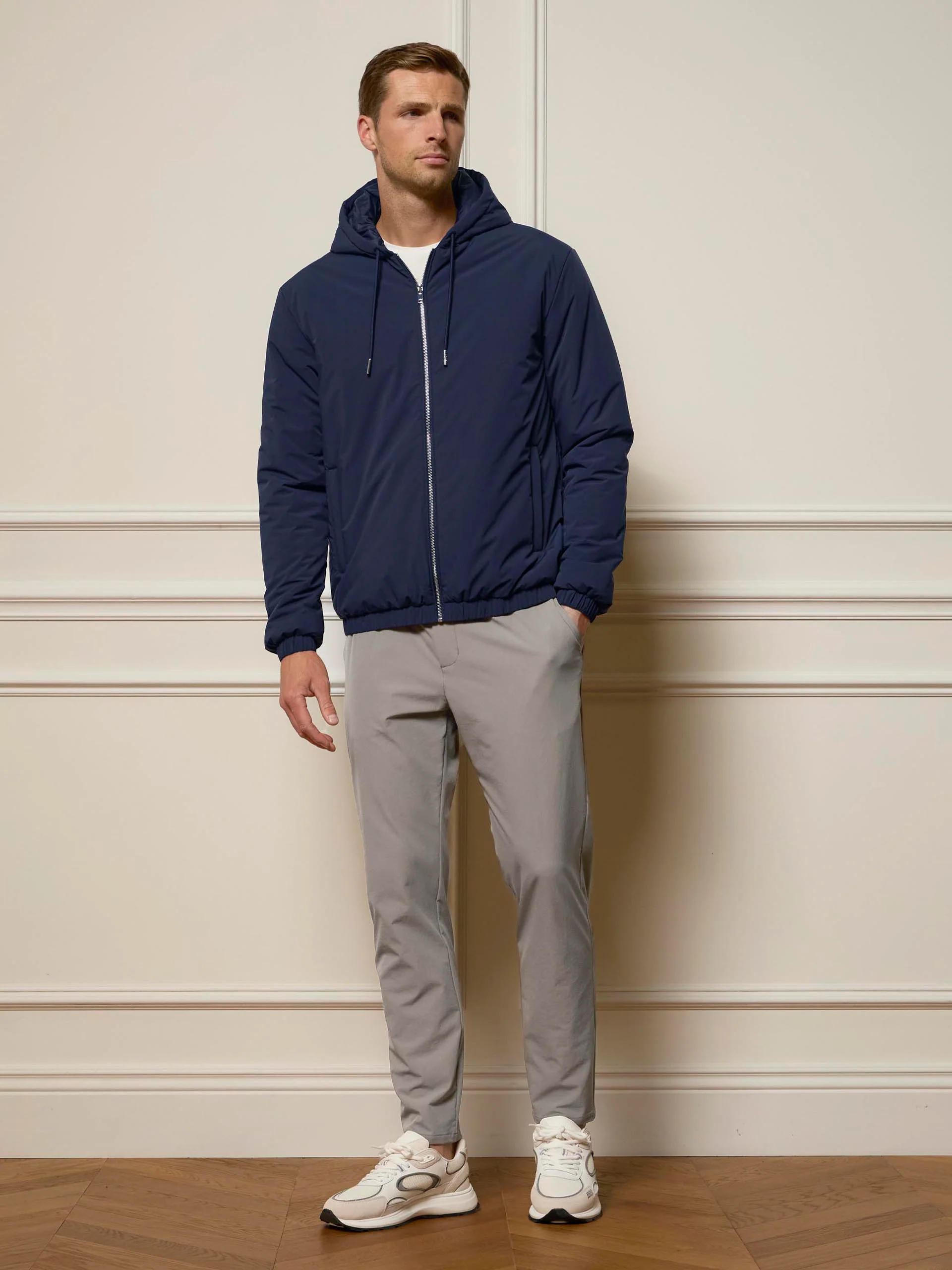 Technical Stretch Chino Trouser in Taupe - Image 2