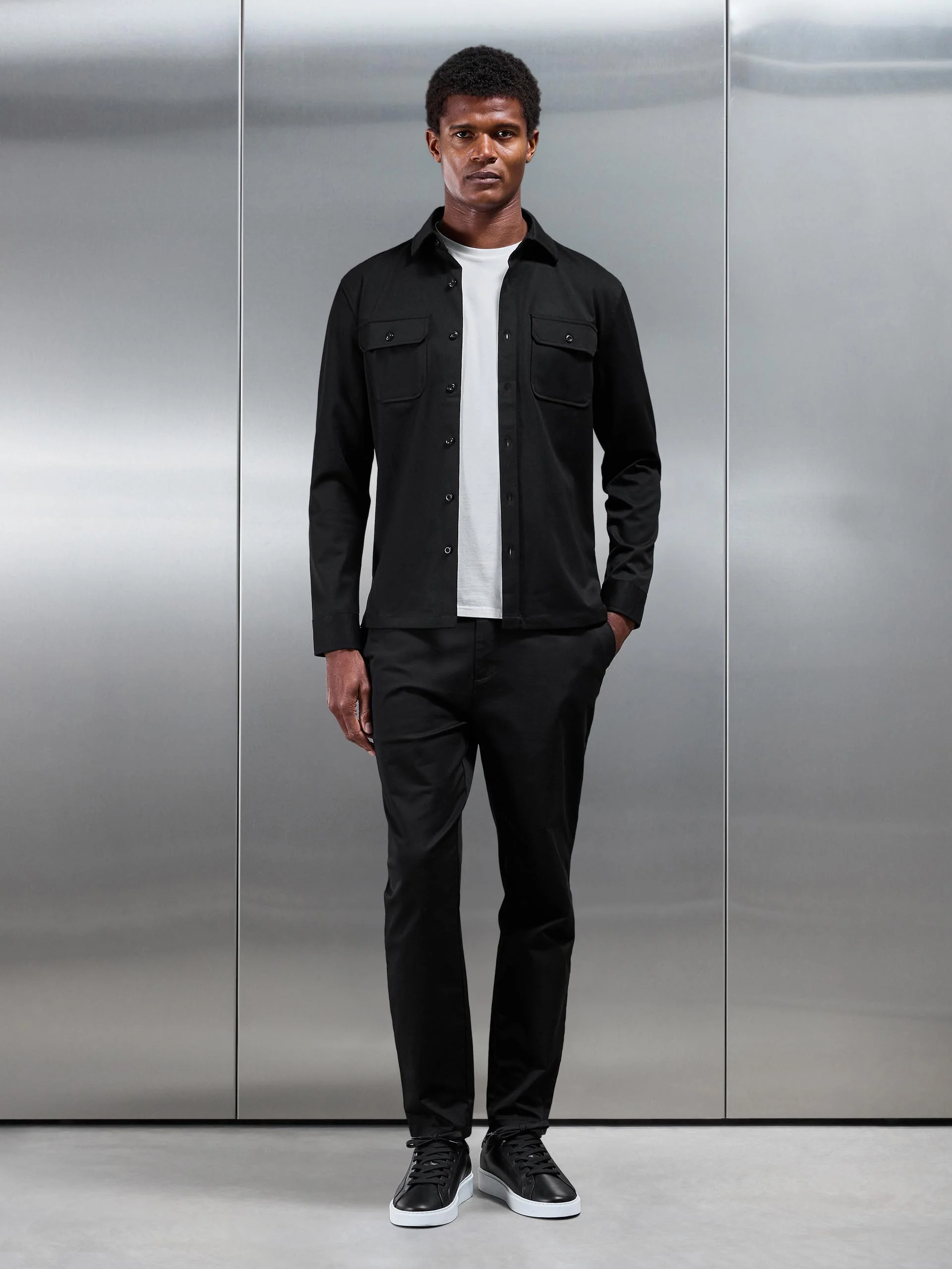 Textured Overshirt in Black - Image 2