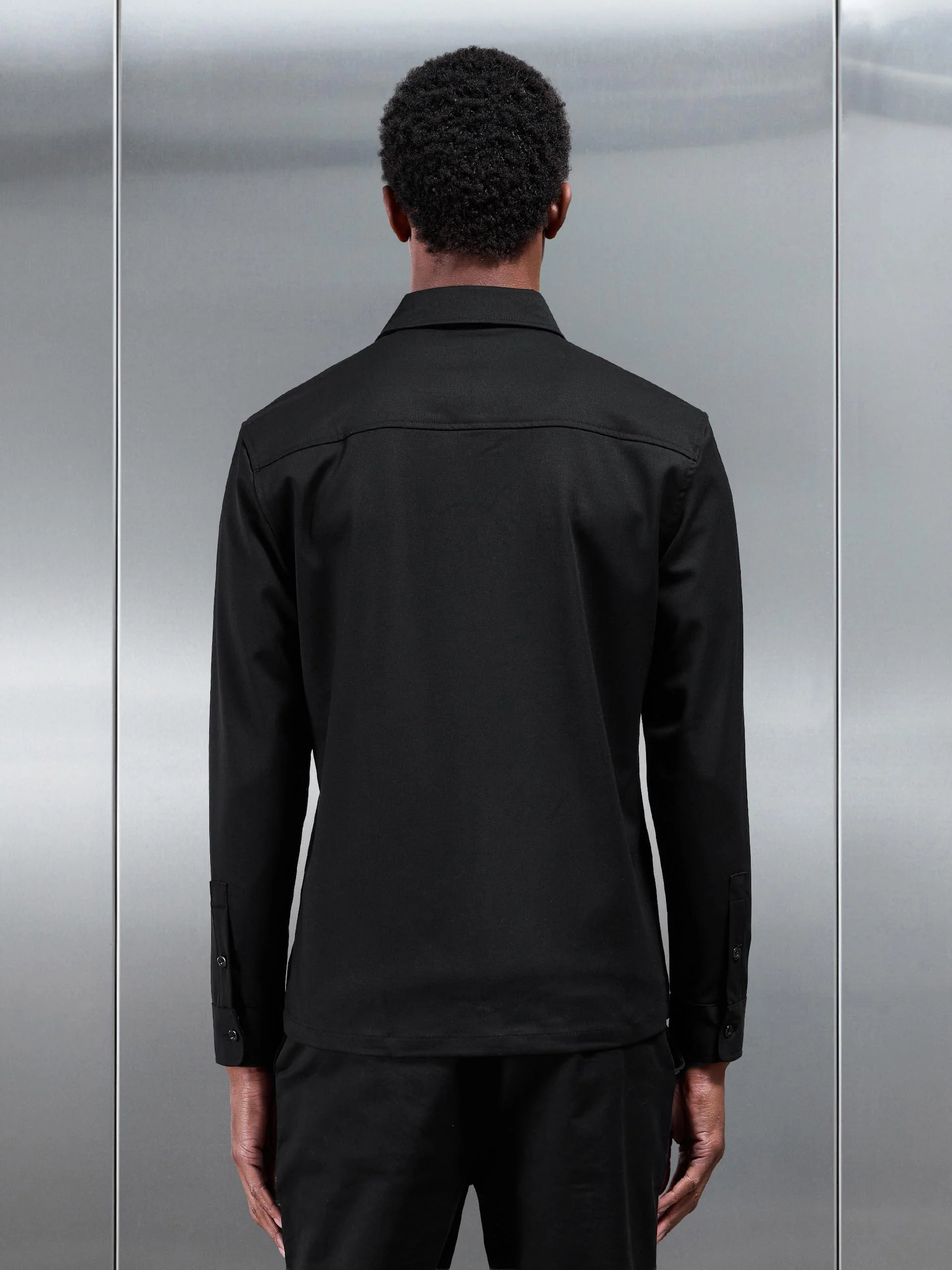 Textured Overshirt in Black - Image 3