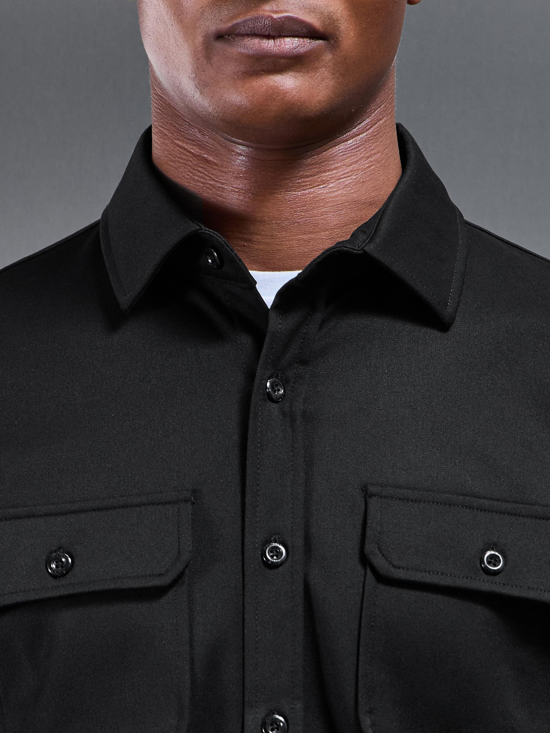 Textured Overshirt in Black - Image 4