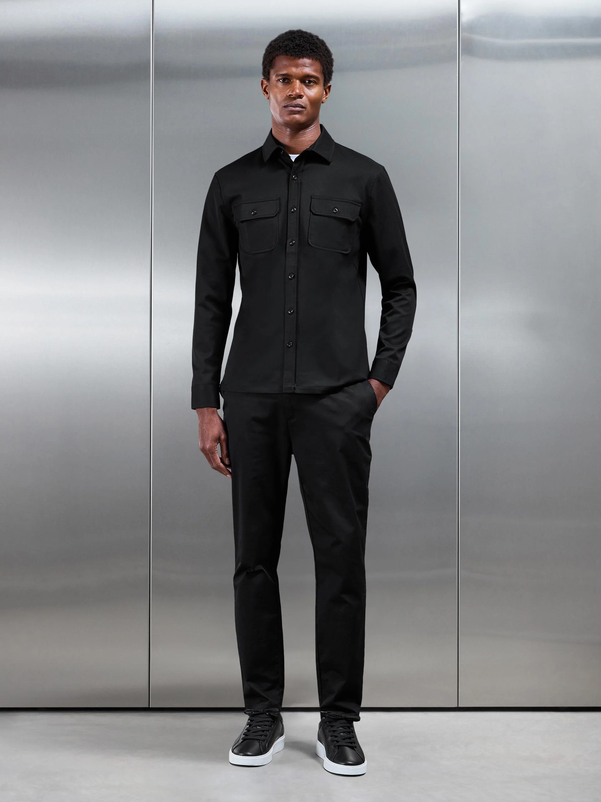 Textured Overshirt in Black - Image 5