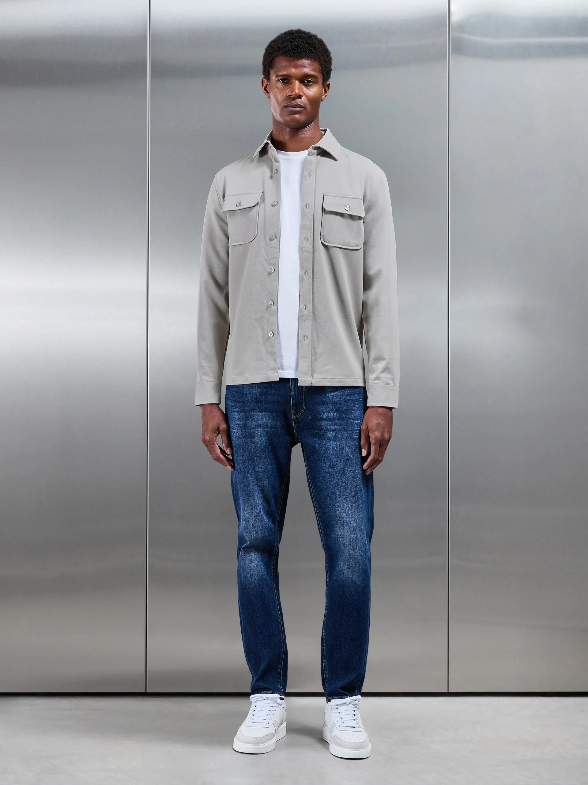 Textured Overshirt in Stone - Image 2
