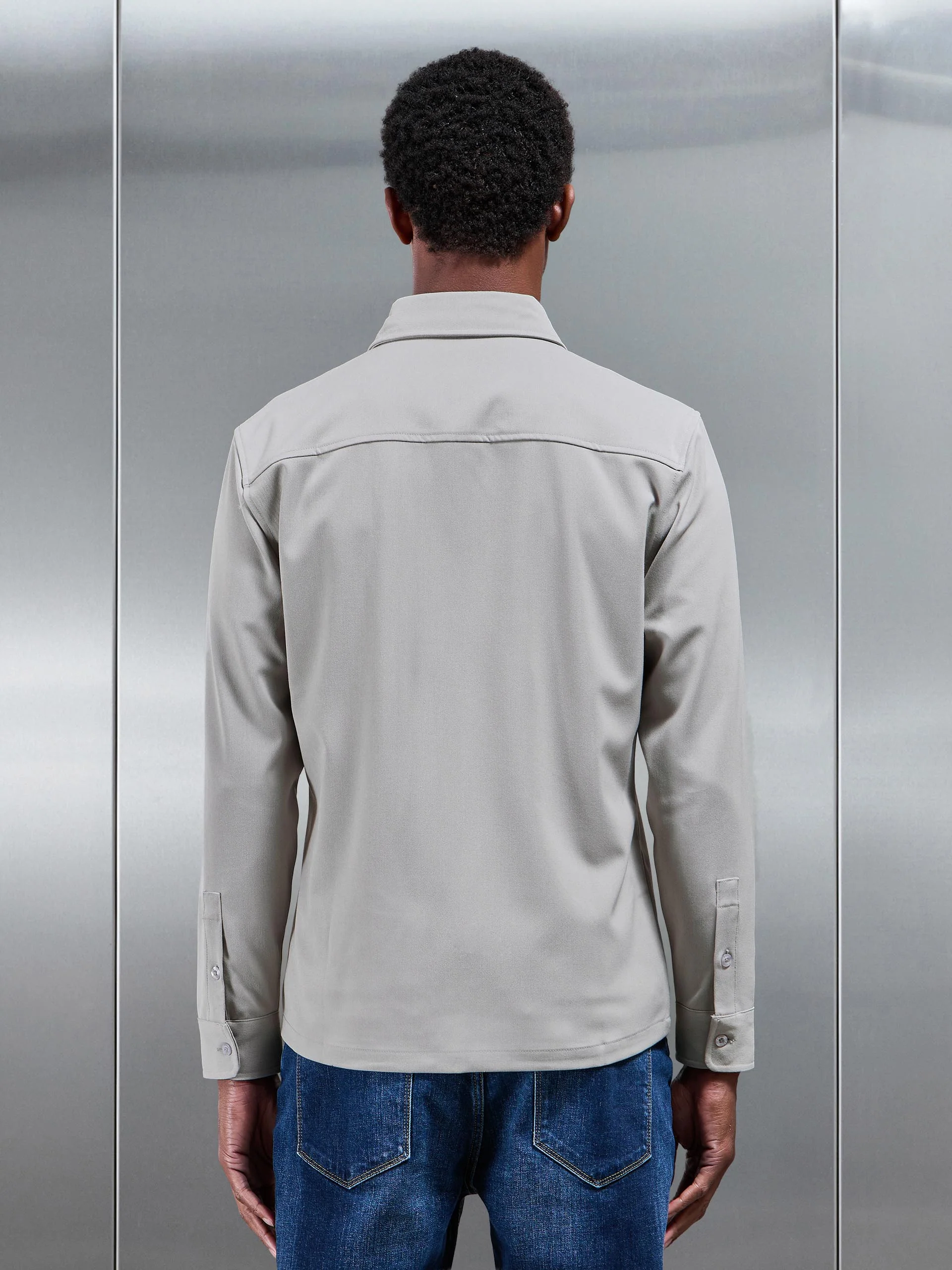 Textured Overshirt in Stone - Image 3