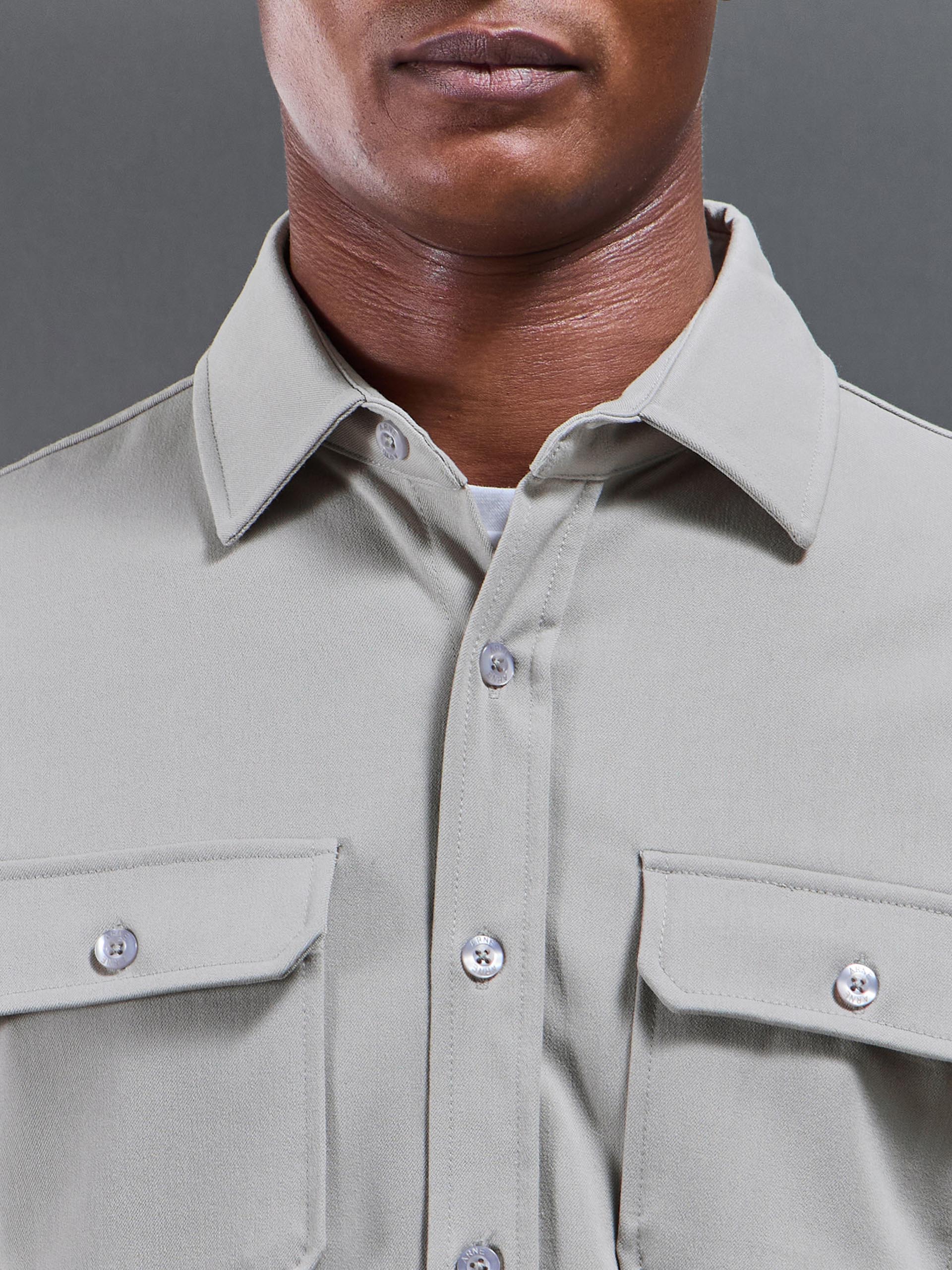 Textured Overshirt in Stone - Image 4