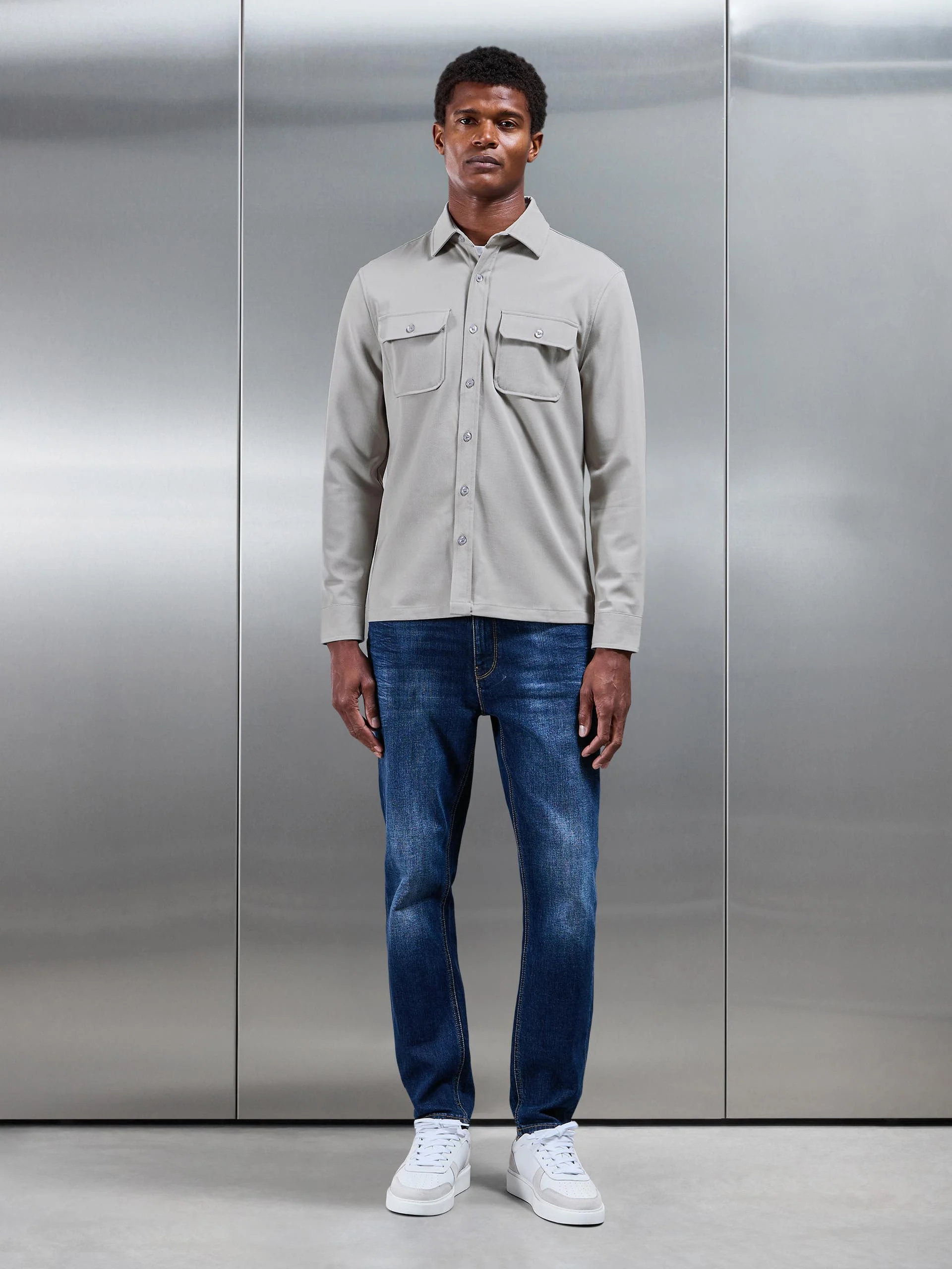 Textured Overshirt in Stone - Image 5