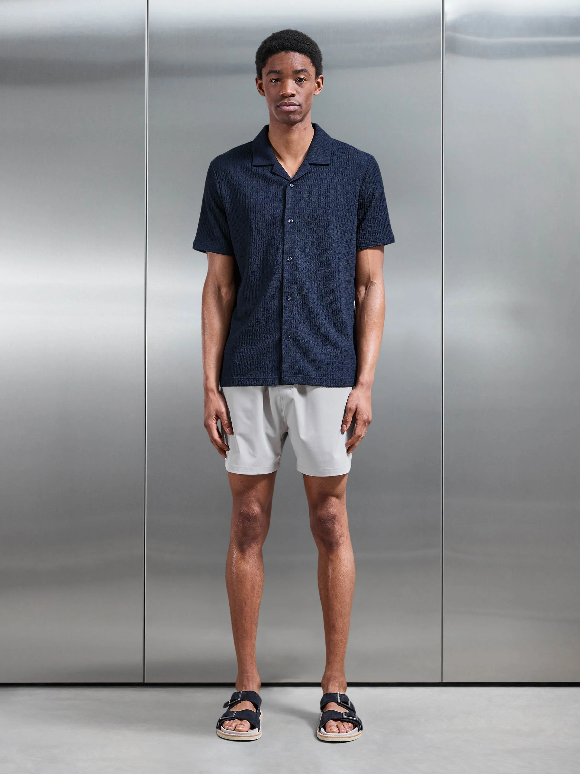 To The Beach Revere Collar Shirt in Navy - Image 3
