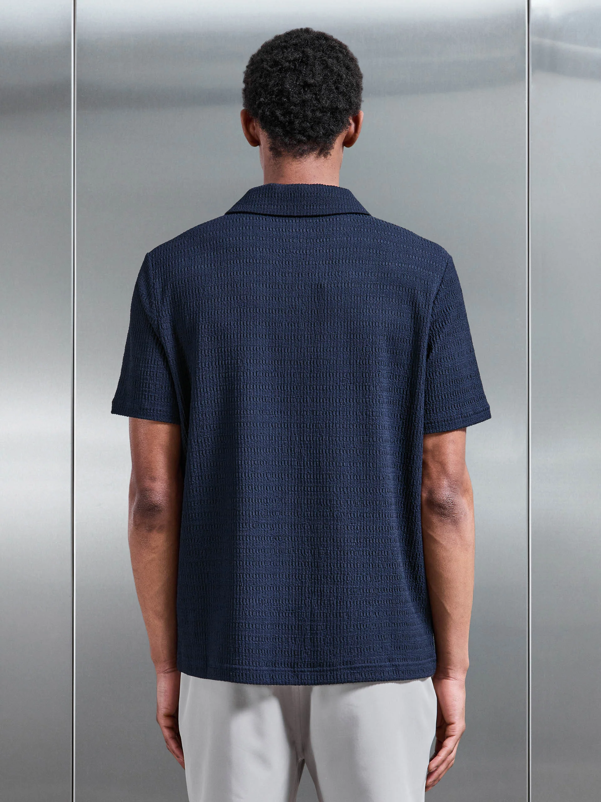 To The Beach Revere Collar Shirt in Navy - Image 4