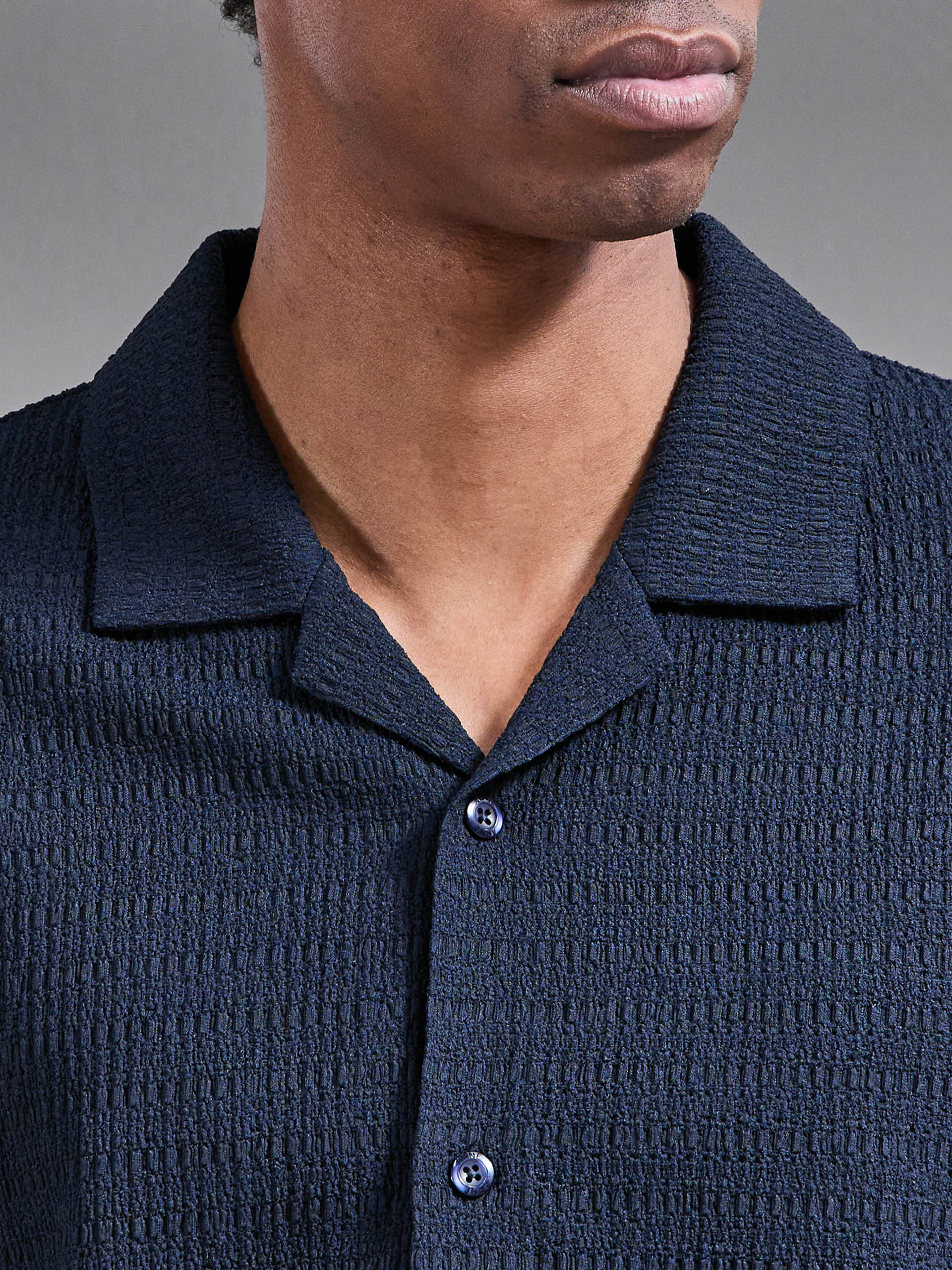 To The Beach Revere Collar Shirt in Navy - Image 5