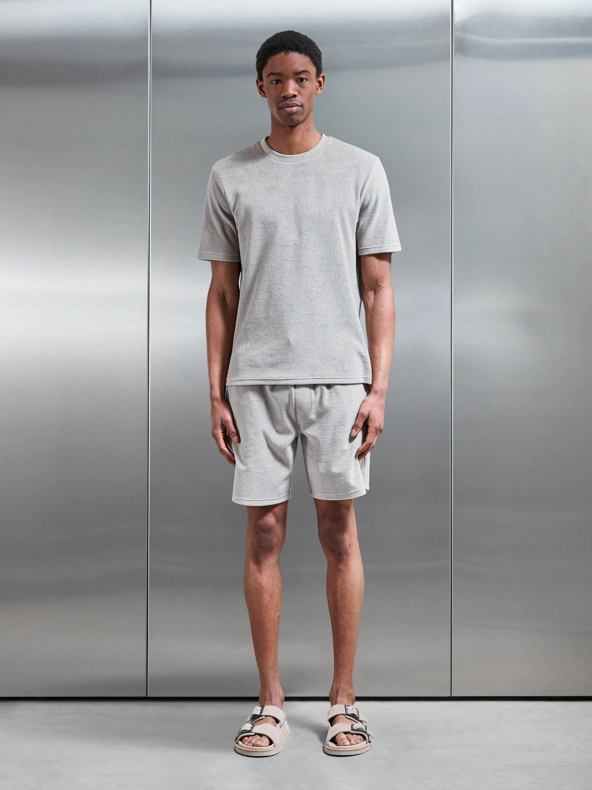 Towelling Short in Stone - Image 2