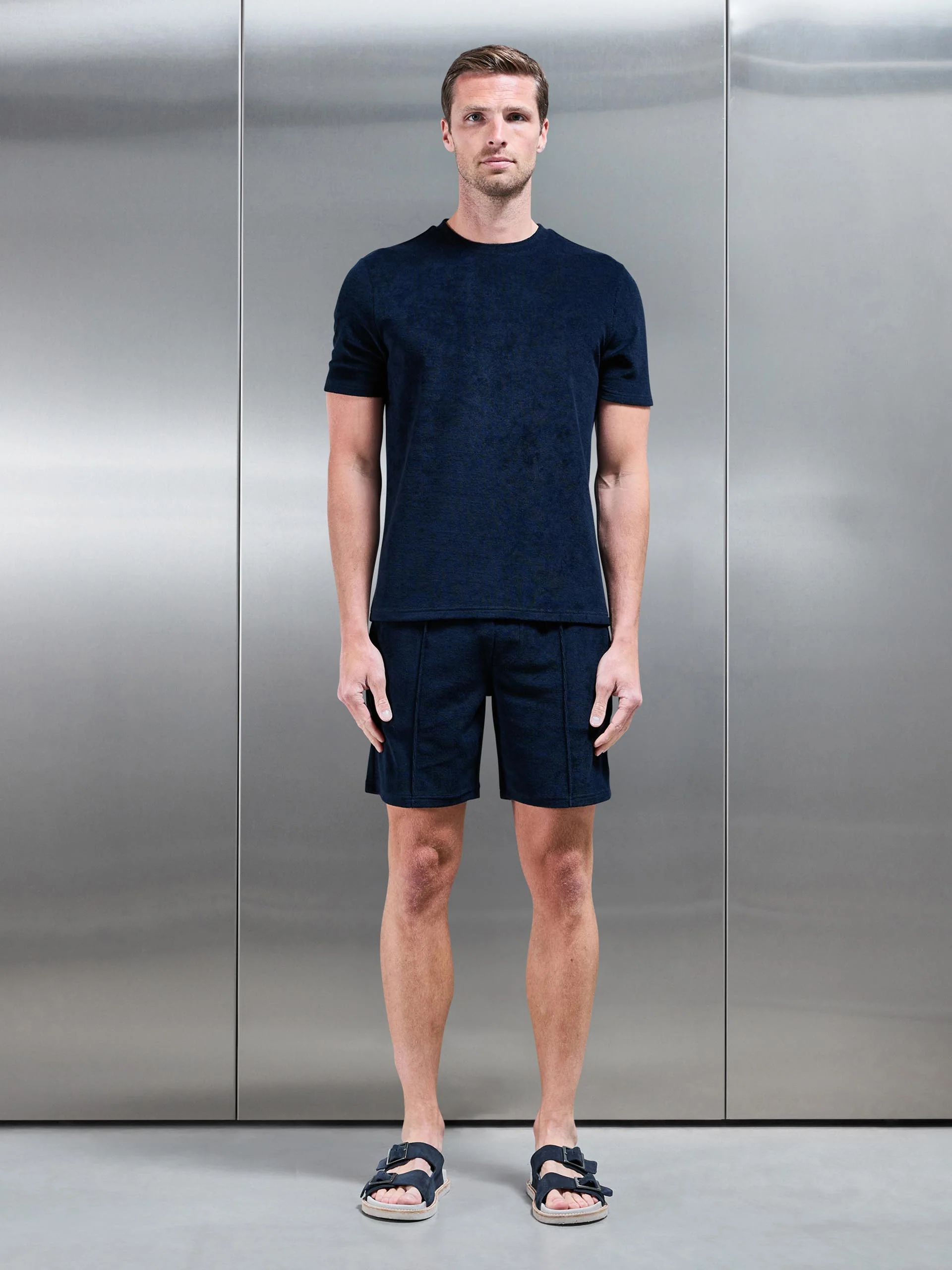 Towelling T-Shirt in Navy - Image 2