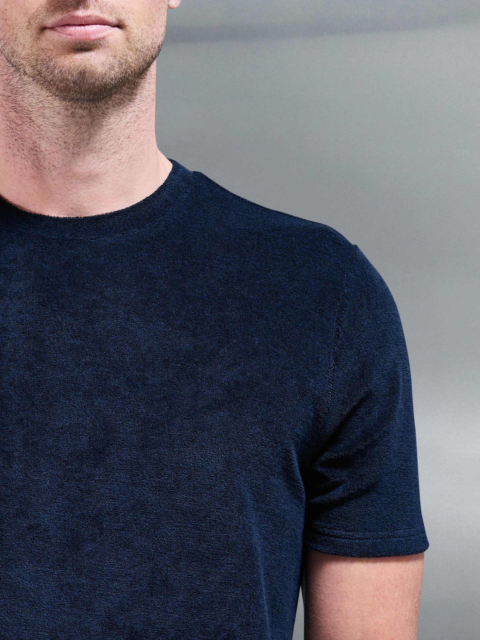 Towelling T-Shirt in Navy - Image 3