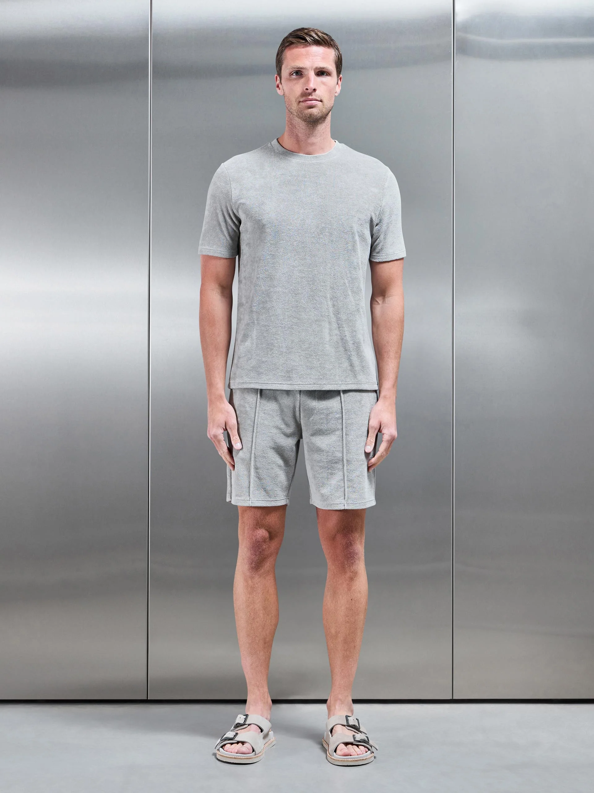 Towelling T-Shirt in Stone - Image 2
