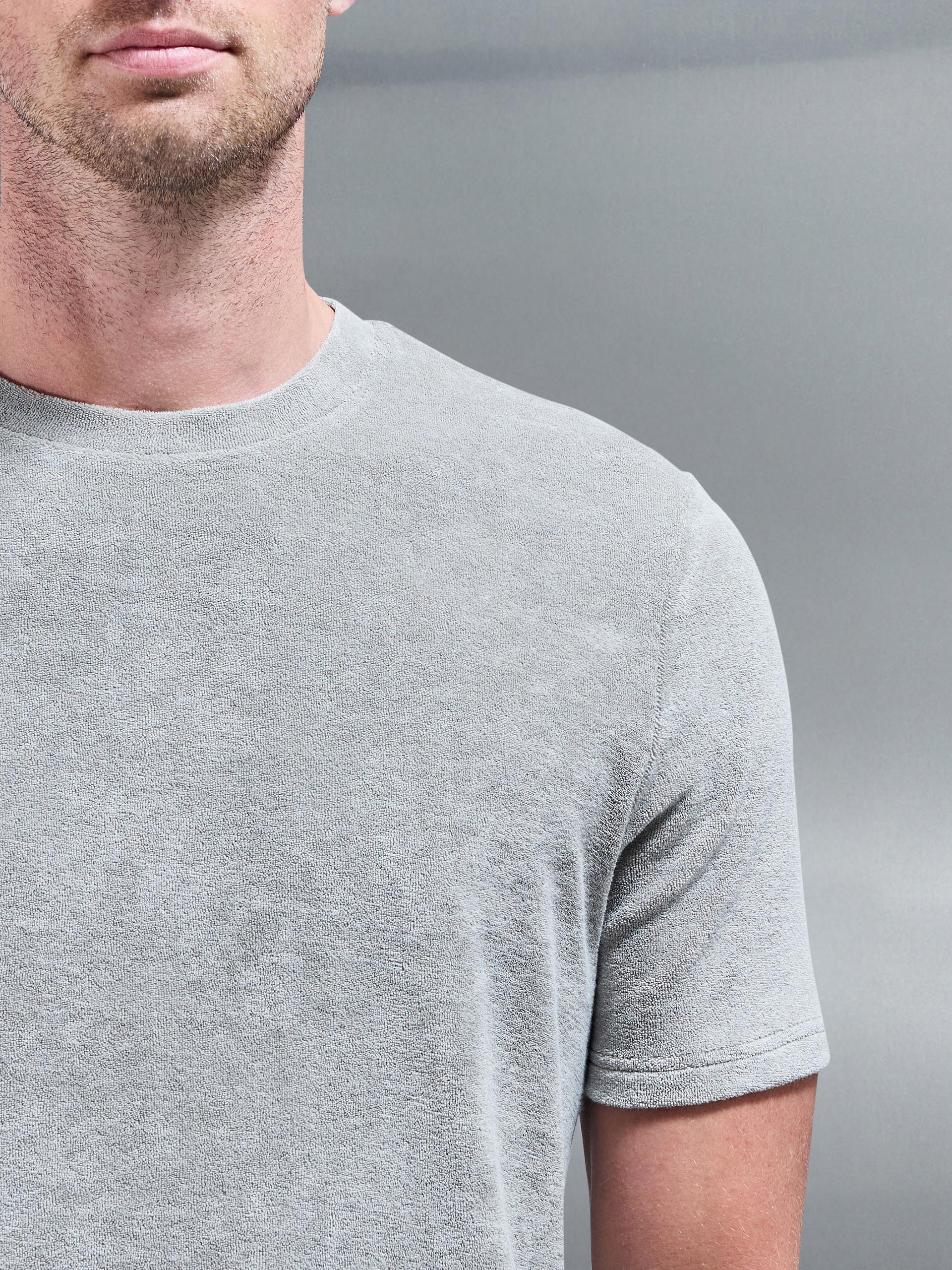Towelling T-Shirt in Stone - Image 3