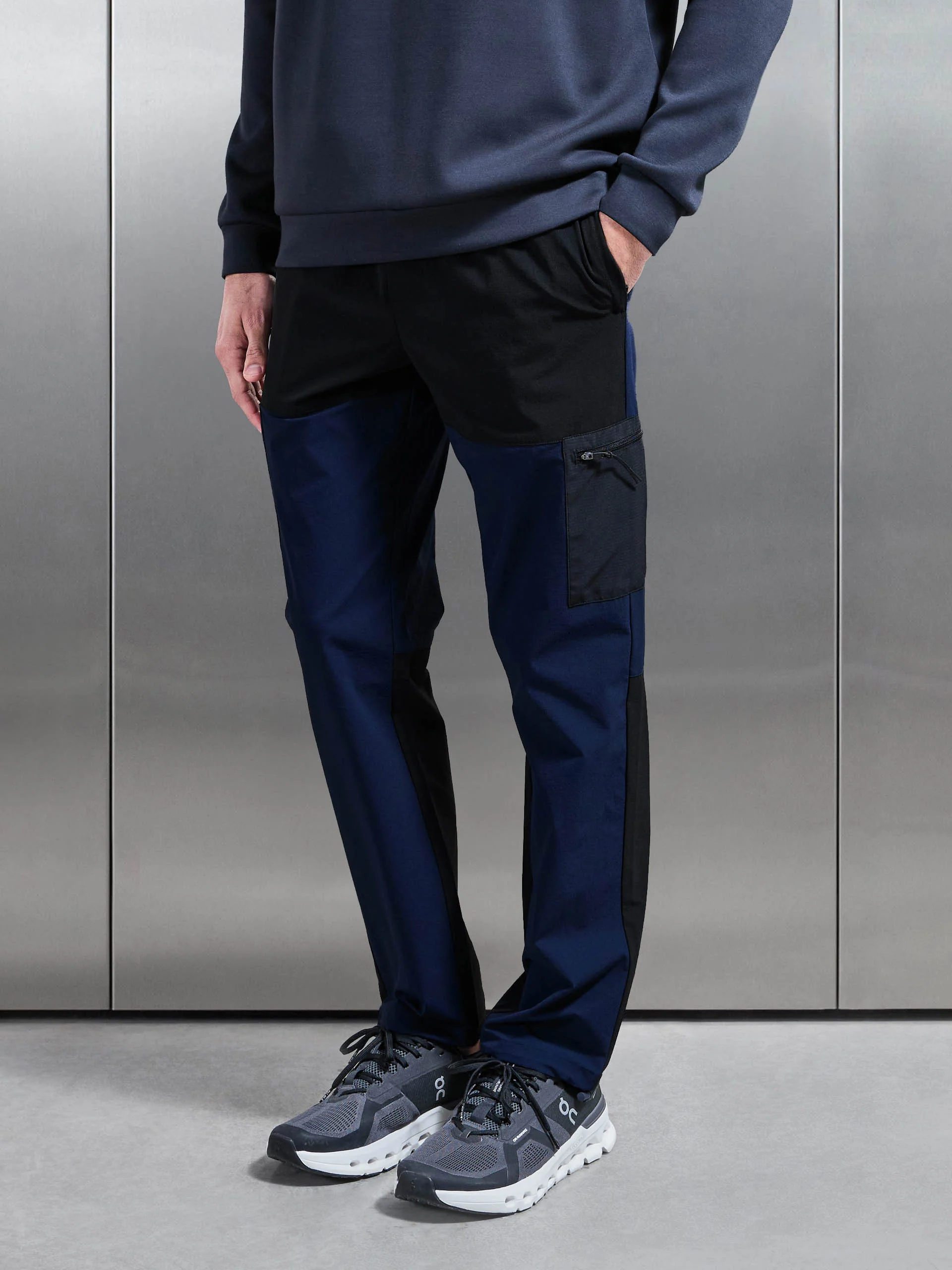 Trail Colour Block Cargo Pant in Navy - Image 3
