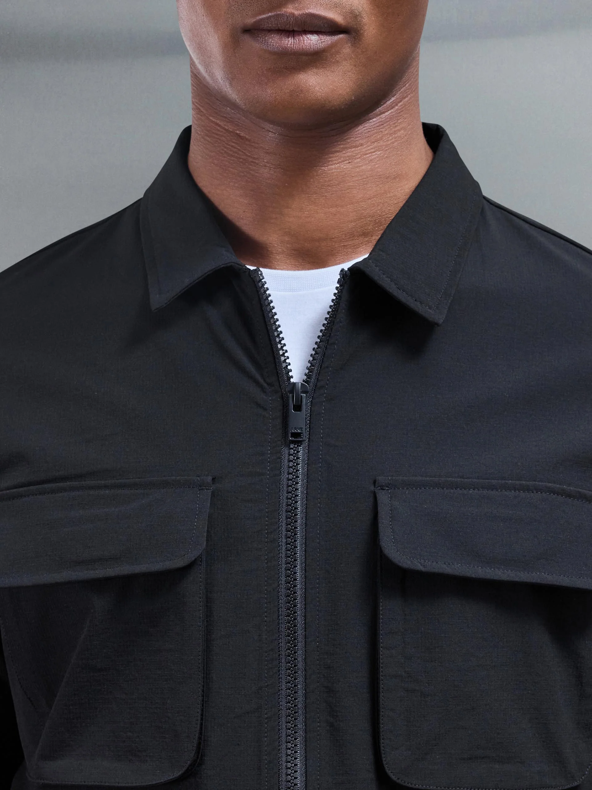 Utility Cargo Overshirt in Black - Image 3