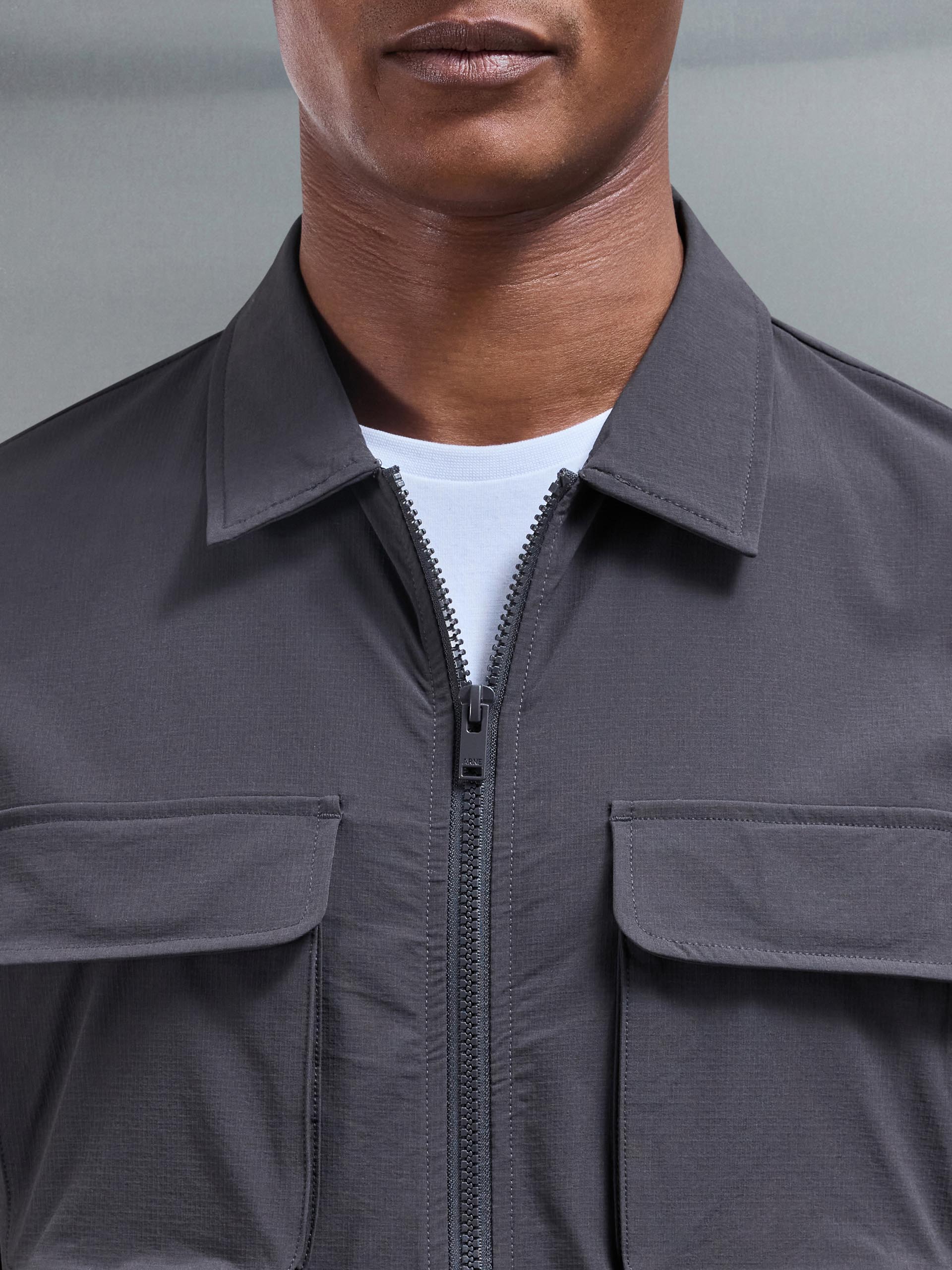 Utility Cargo Overshirt in Grey - Image 4