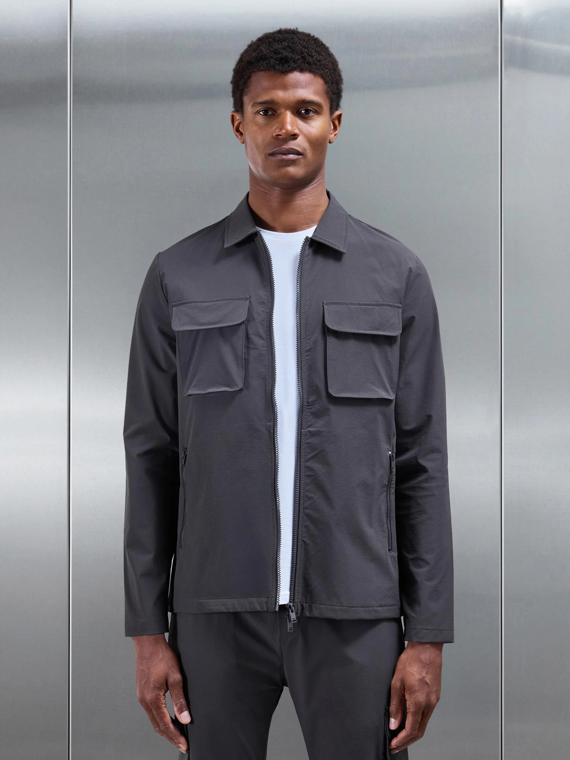 Utility Cargo Overshirt in Grey - Image 7