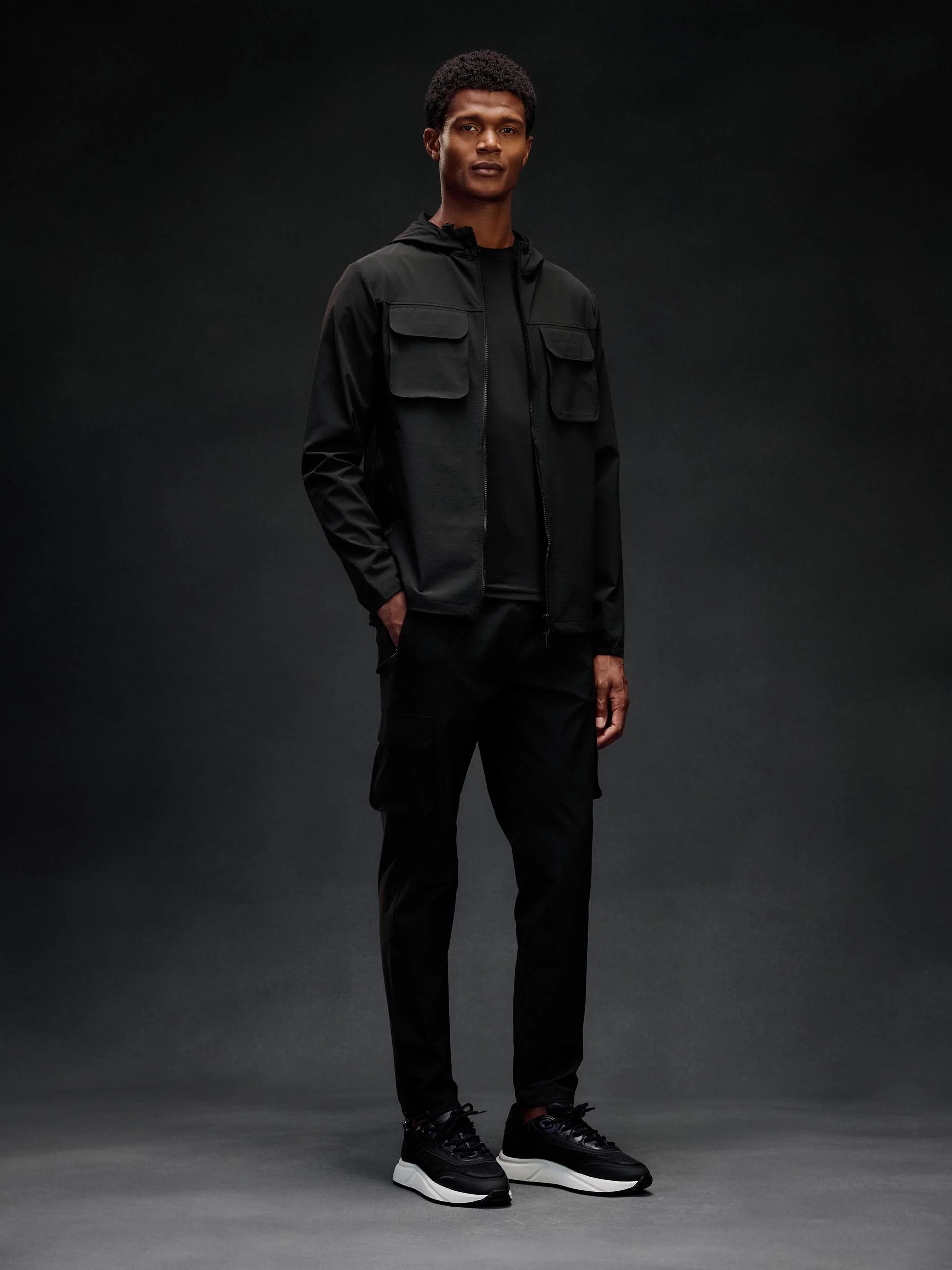 Utility Cargo Windbreaker in Black - Image 2
