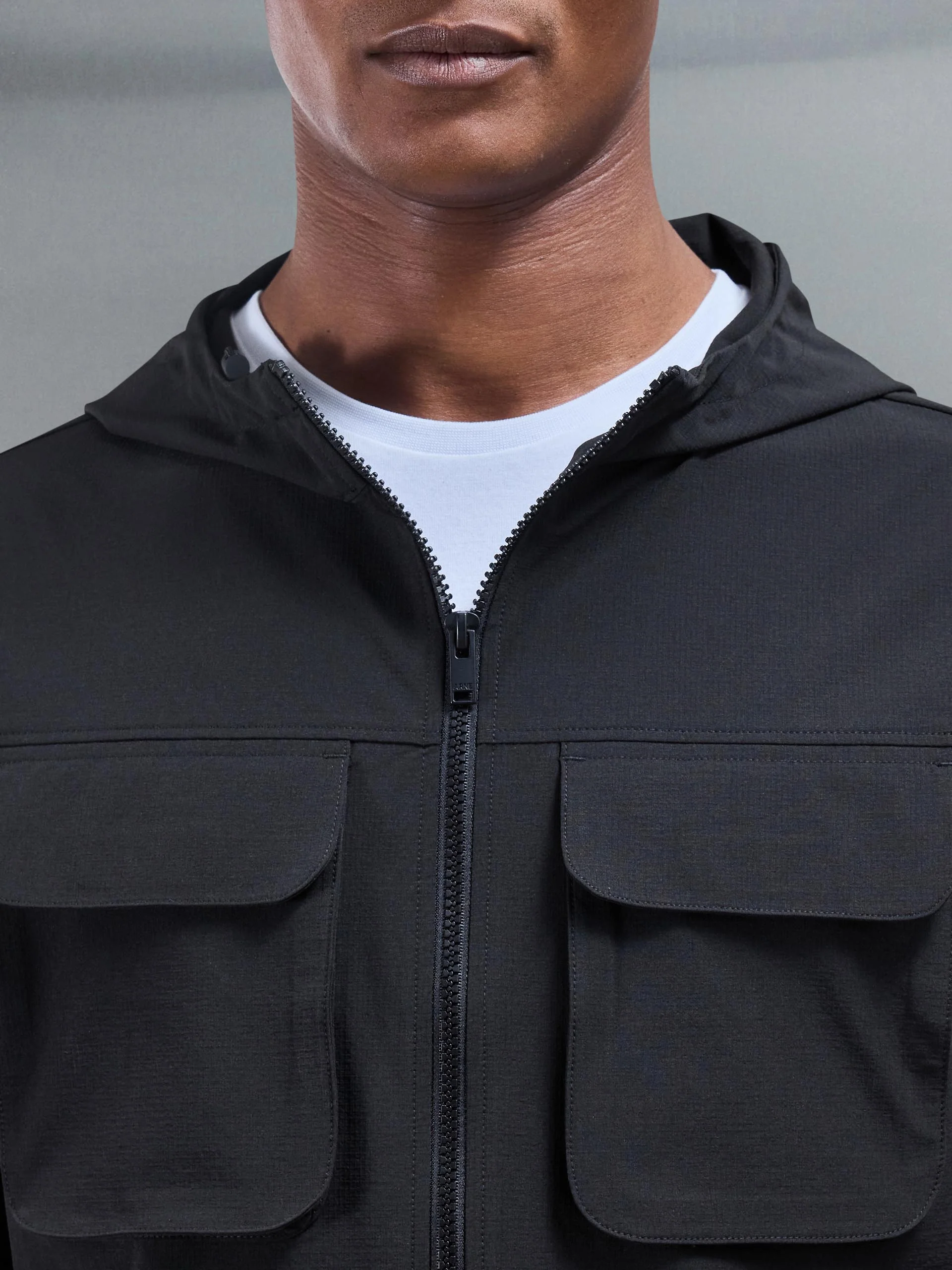 Utility Cargo Windbreaker in Black - Image 4