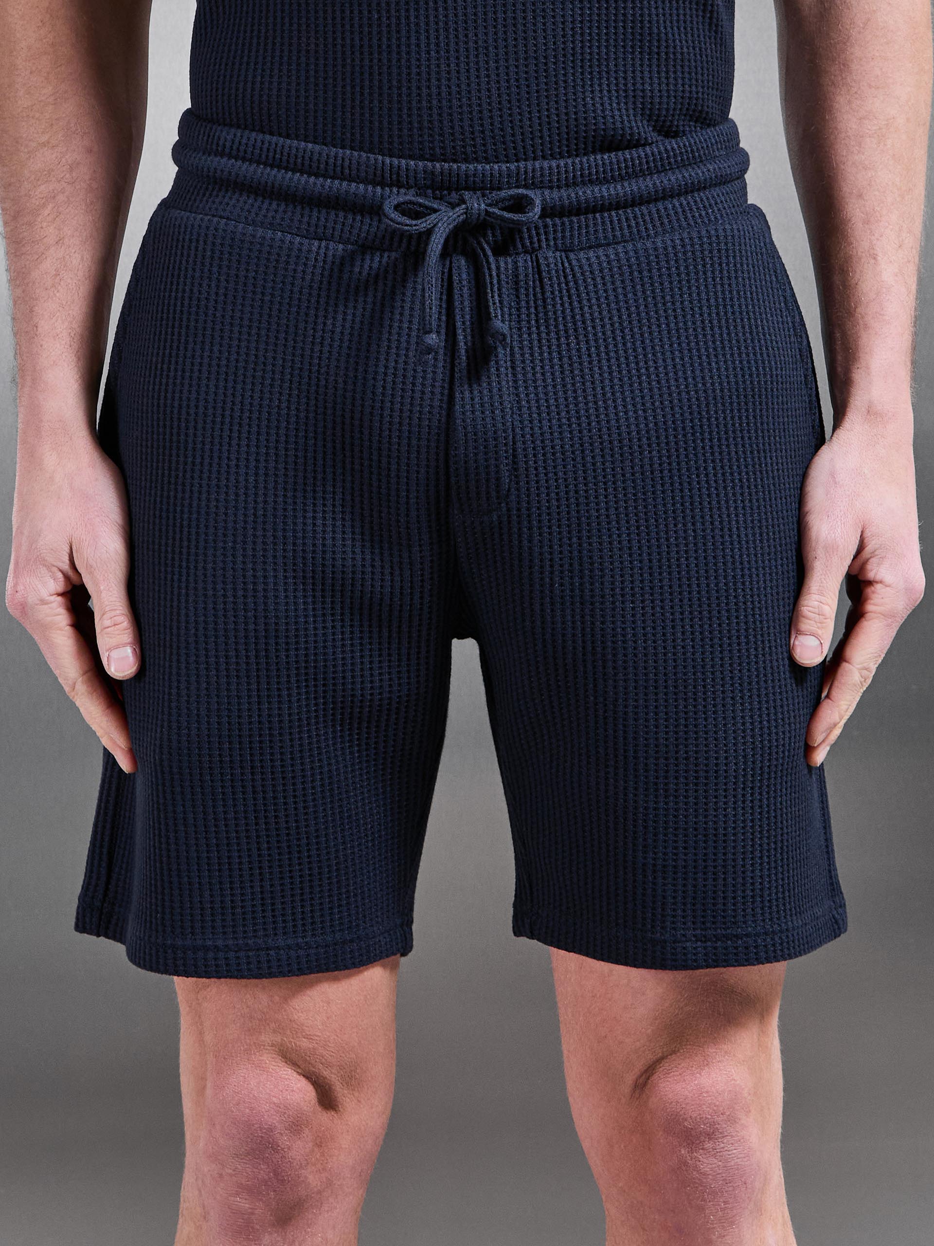 Waffle Relaxed Short in Navy - Image 4