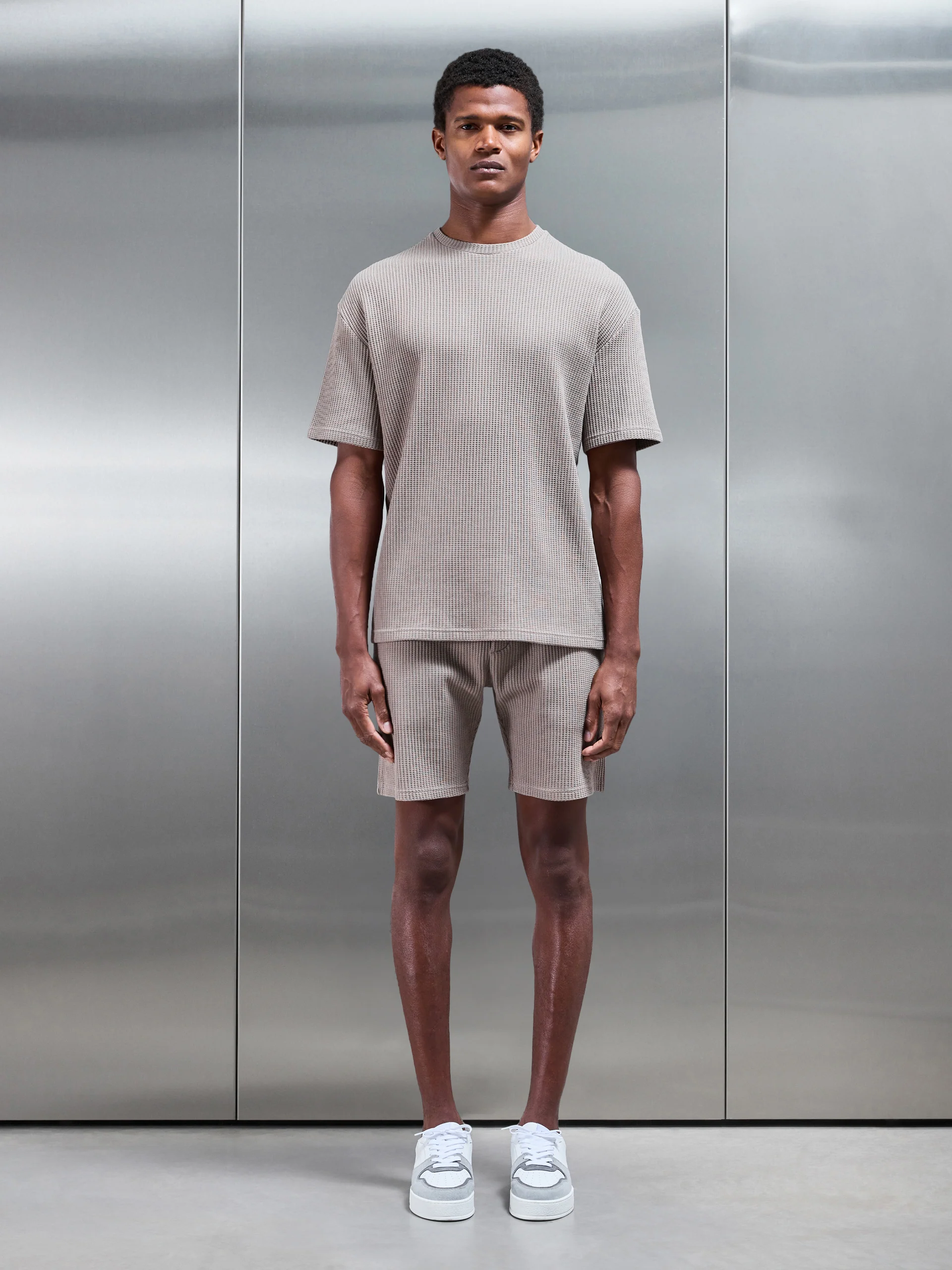 Waffle Relaxed Short in Taupe - Image 2