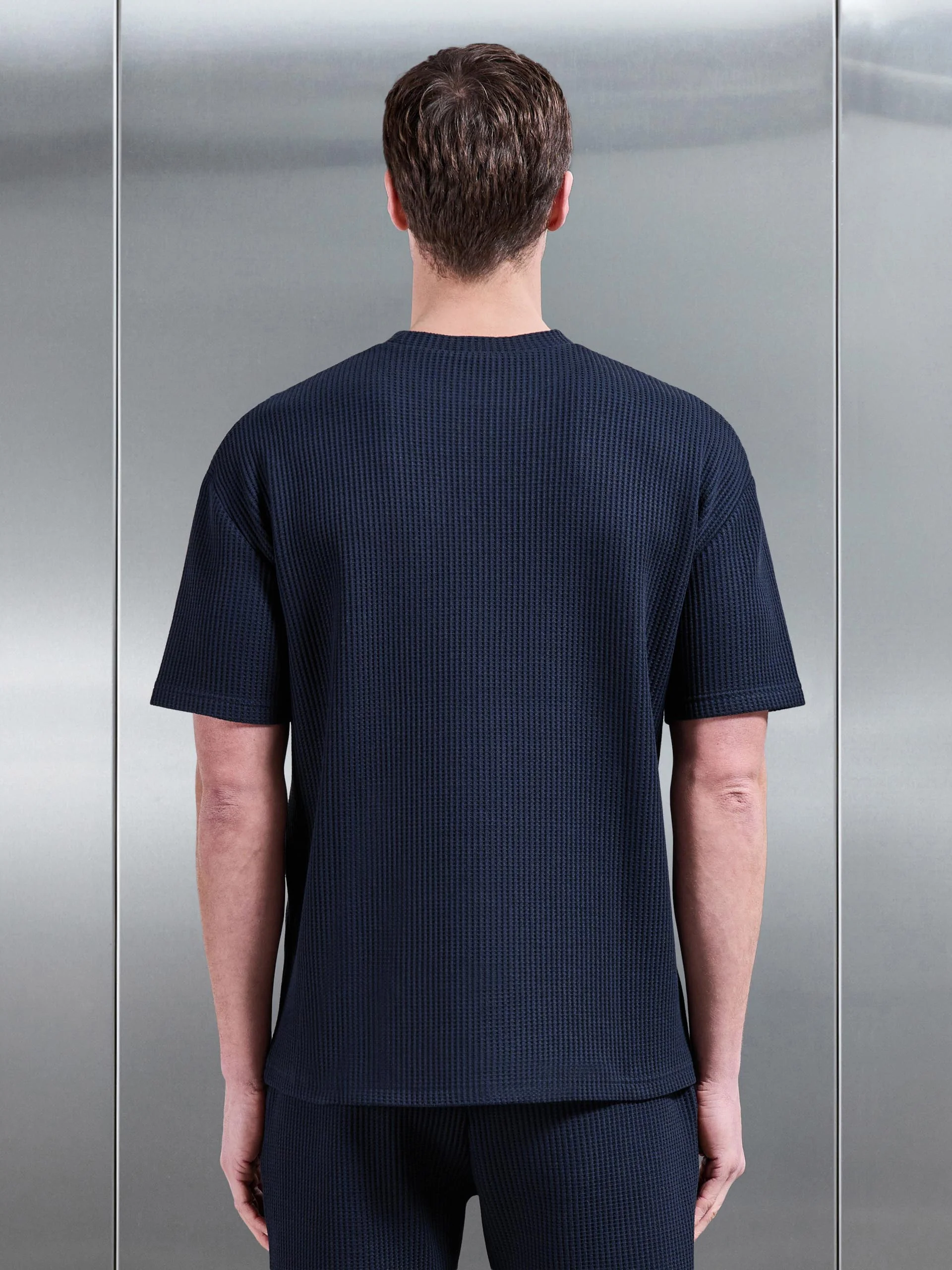 Waffle Relaxed T-Shirt in Navy - Image 4