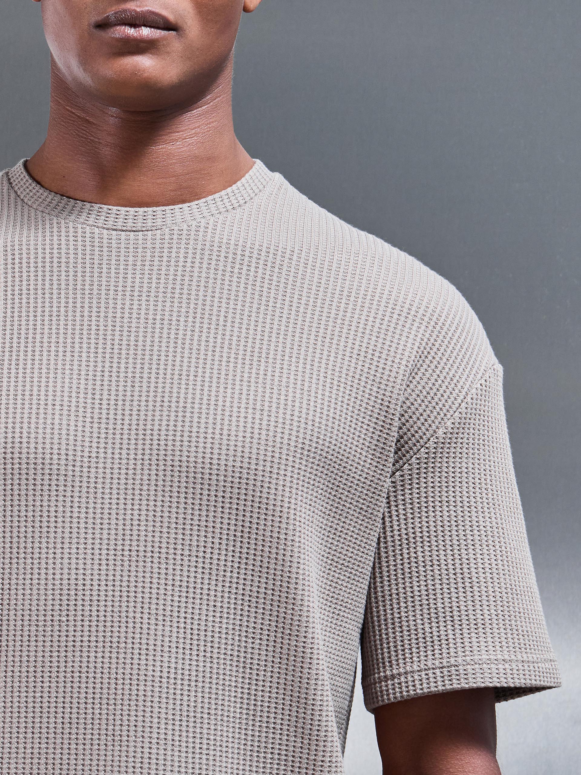Waffle Relaxed T-Shirt in Taupe - Image 3