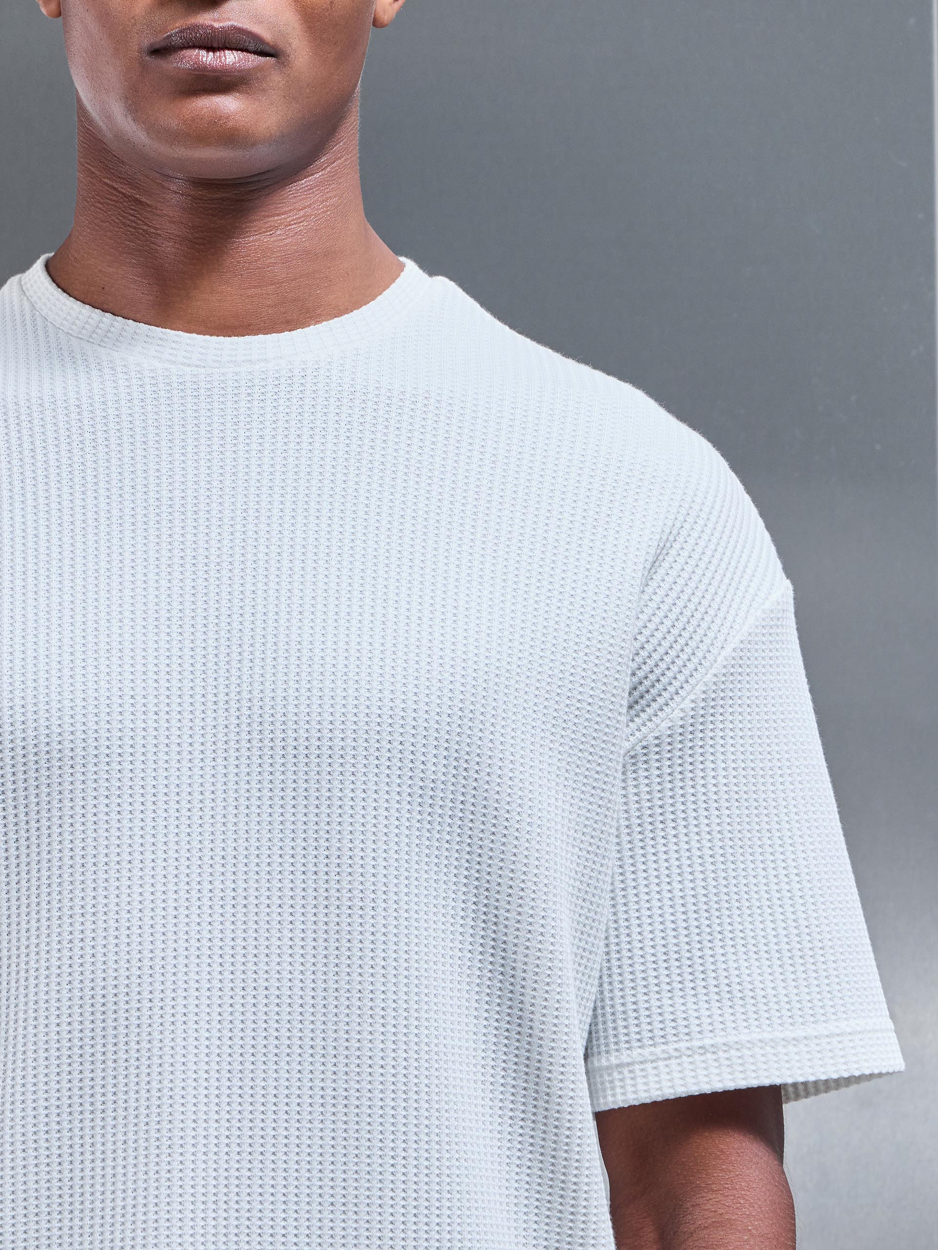 Waffle Relaxed T-Shirt in White - Image 3