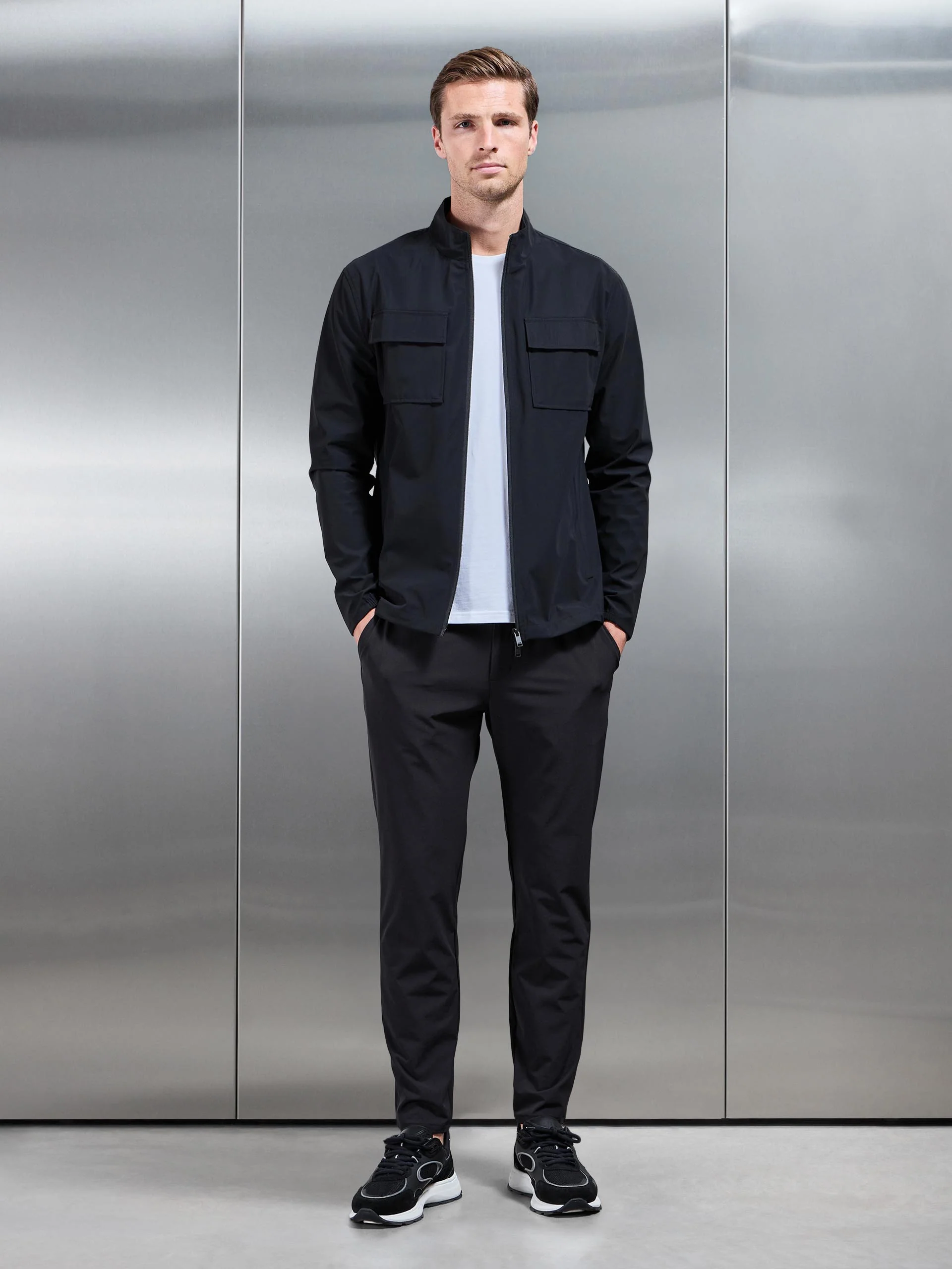 Water Repellent Cargo Jacket in Black - Image 2