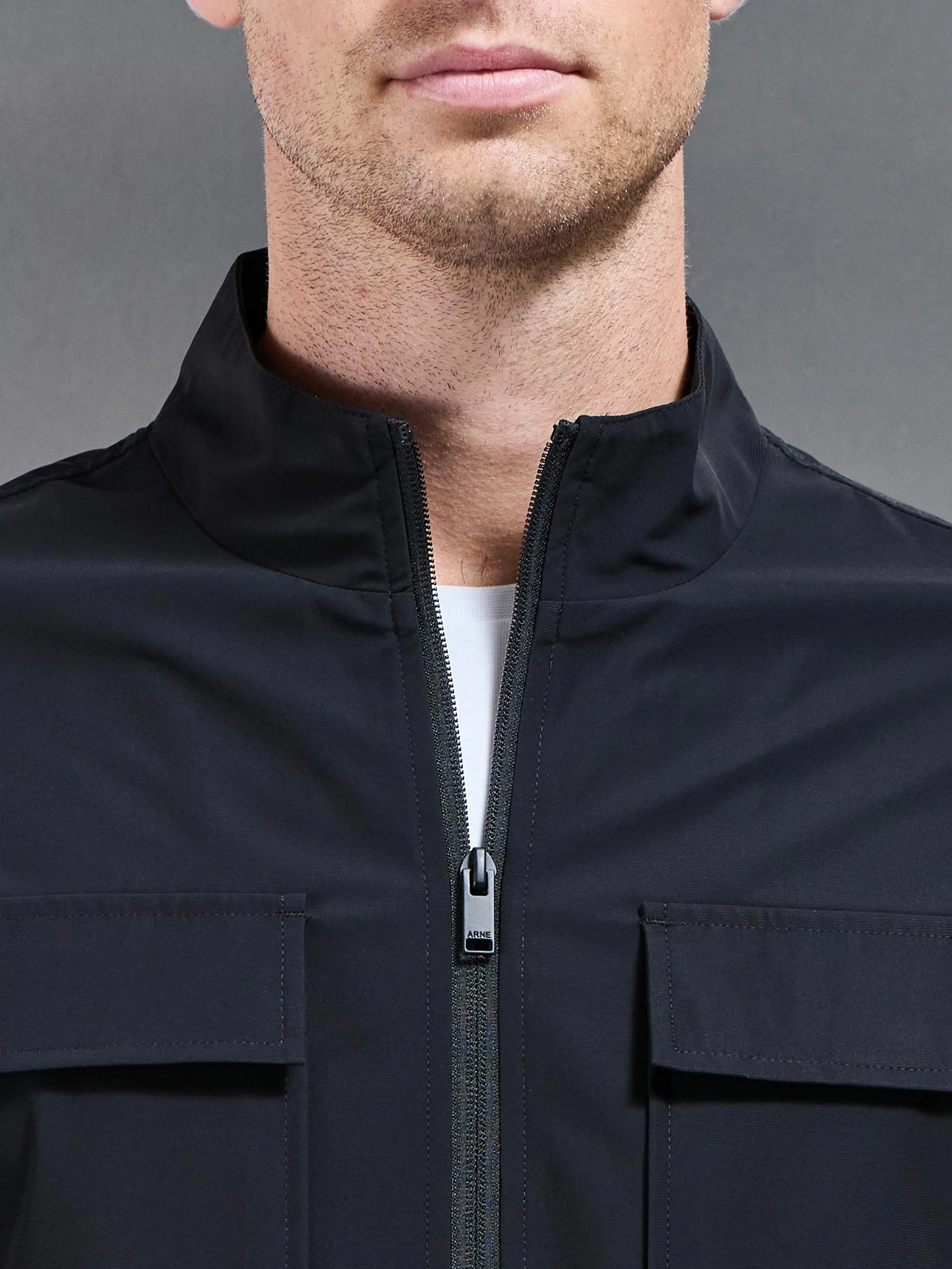 Water Repellent Cargo Jacket in Black - Image 4