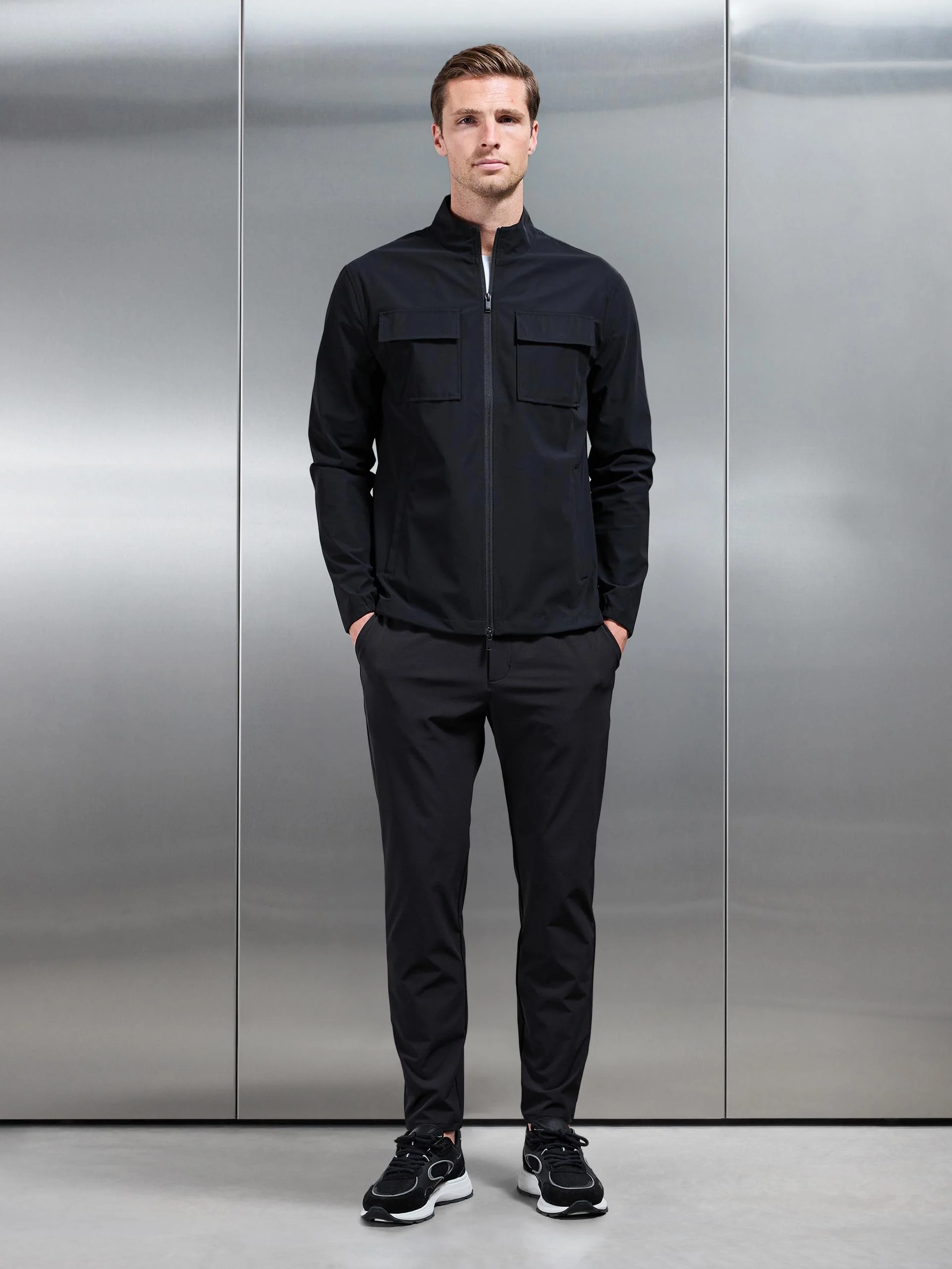Water Repellent Cargo Jacket in Black - Image 7
